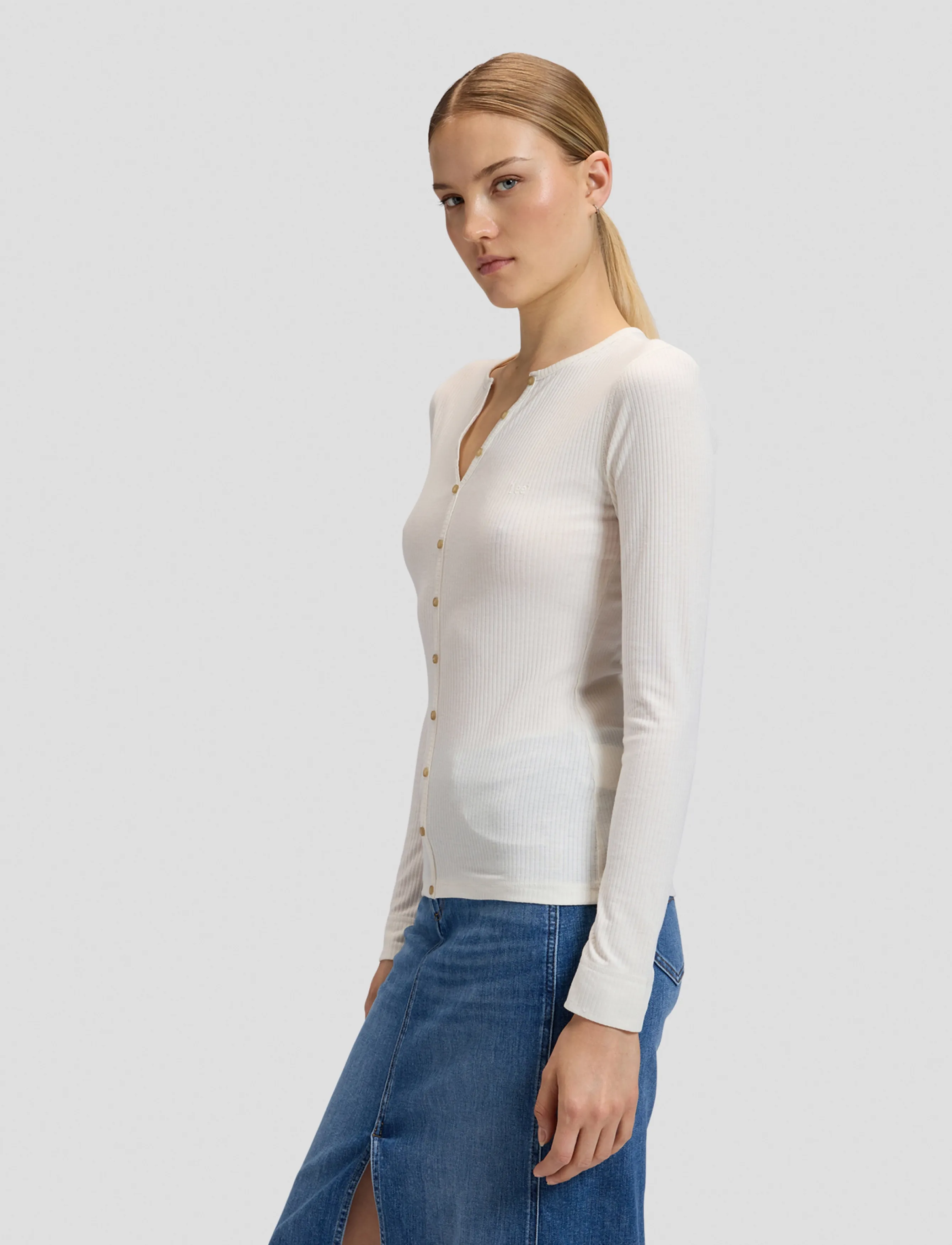 Lee Jeans - LS HENLEY - ecru - 4