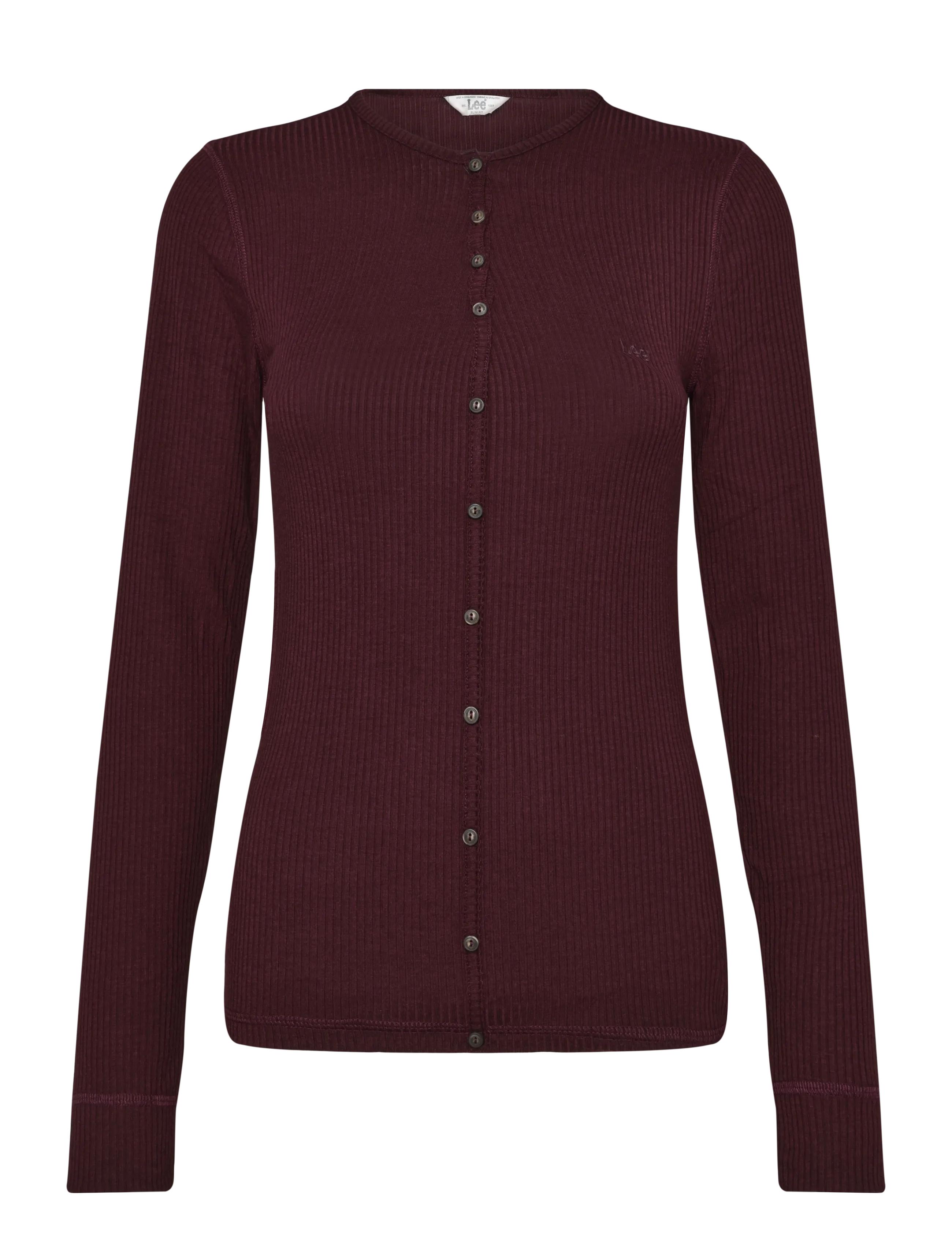 Lee Jeans Ls Henley, Damen, Langarm Henley, Burgunderrot, Gr: S