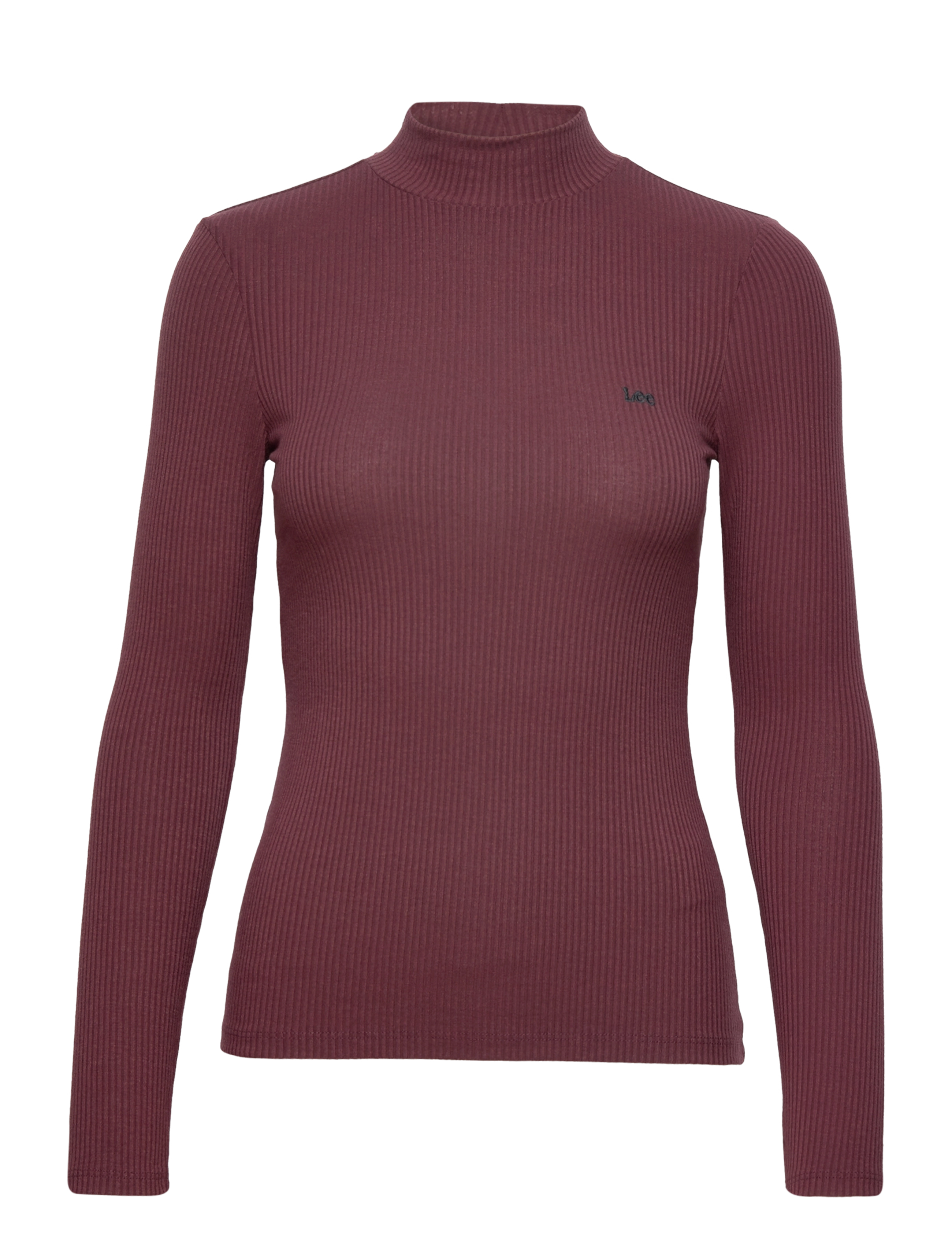 RIBBED LS HIGH NECK - BOYSENBERRY