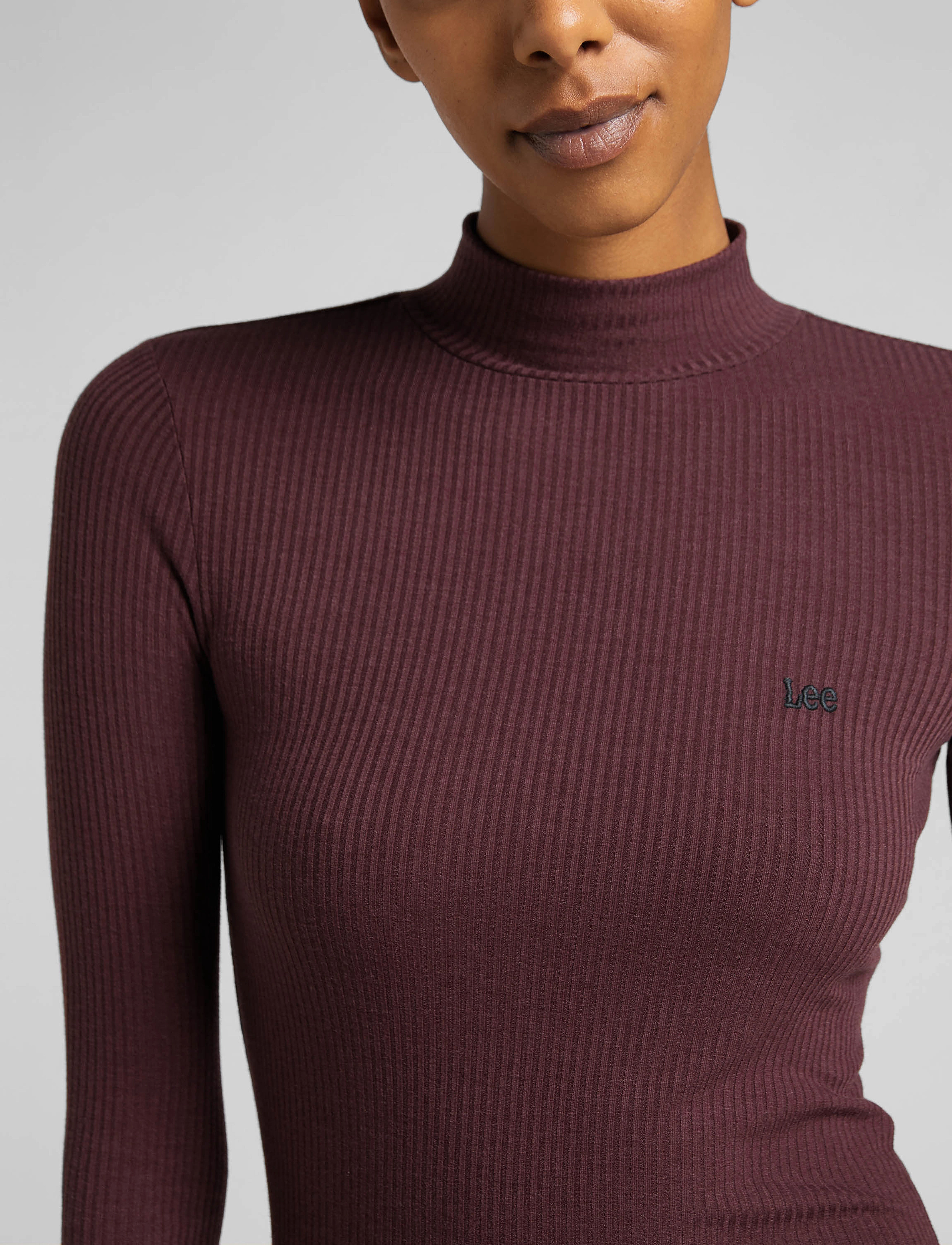 Lee Jeans - RIBBED LS HIGH NECK - boysenberry - 2