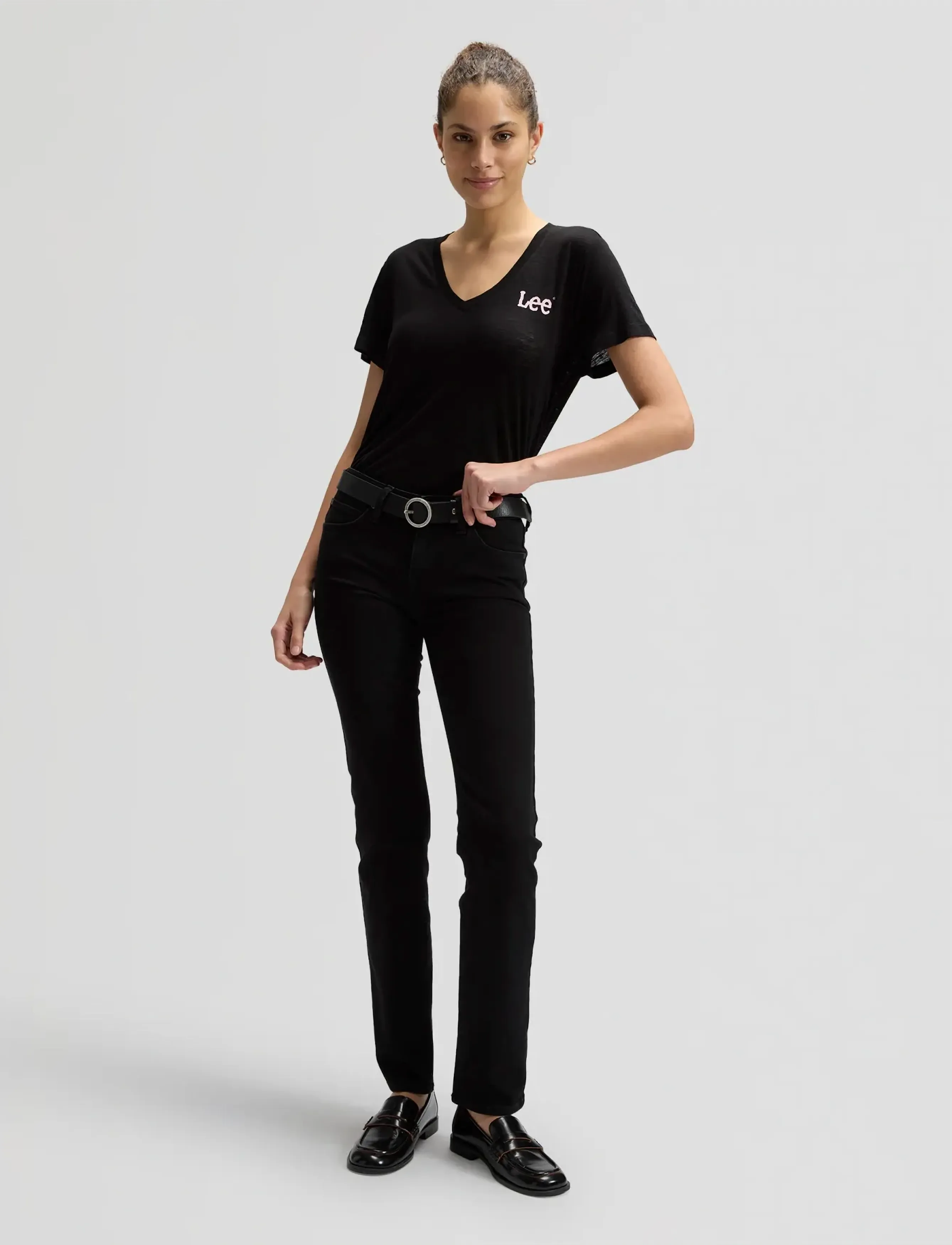 Lee Jeans - V NECK - laveste priser - black - 3