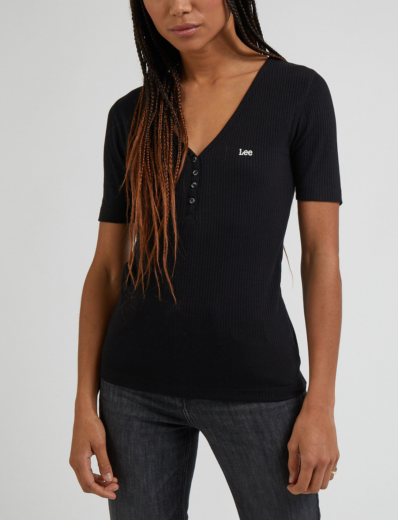 Lee Jeans - SS HENLEY - t-shirts - black - 0