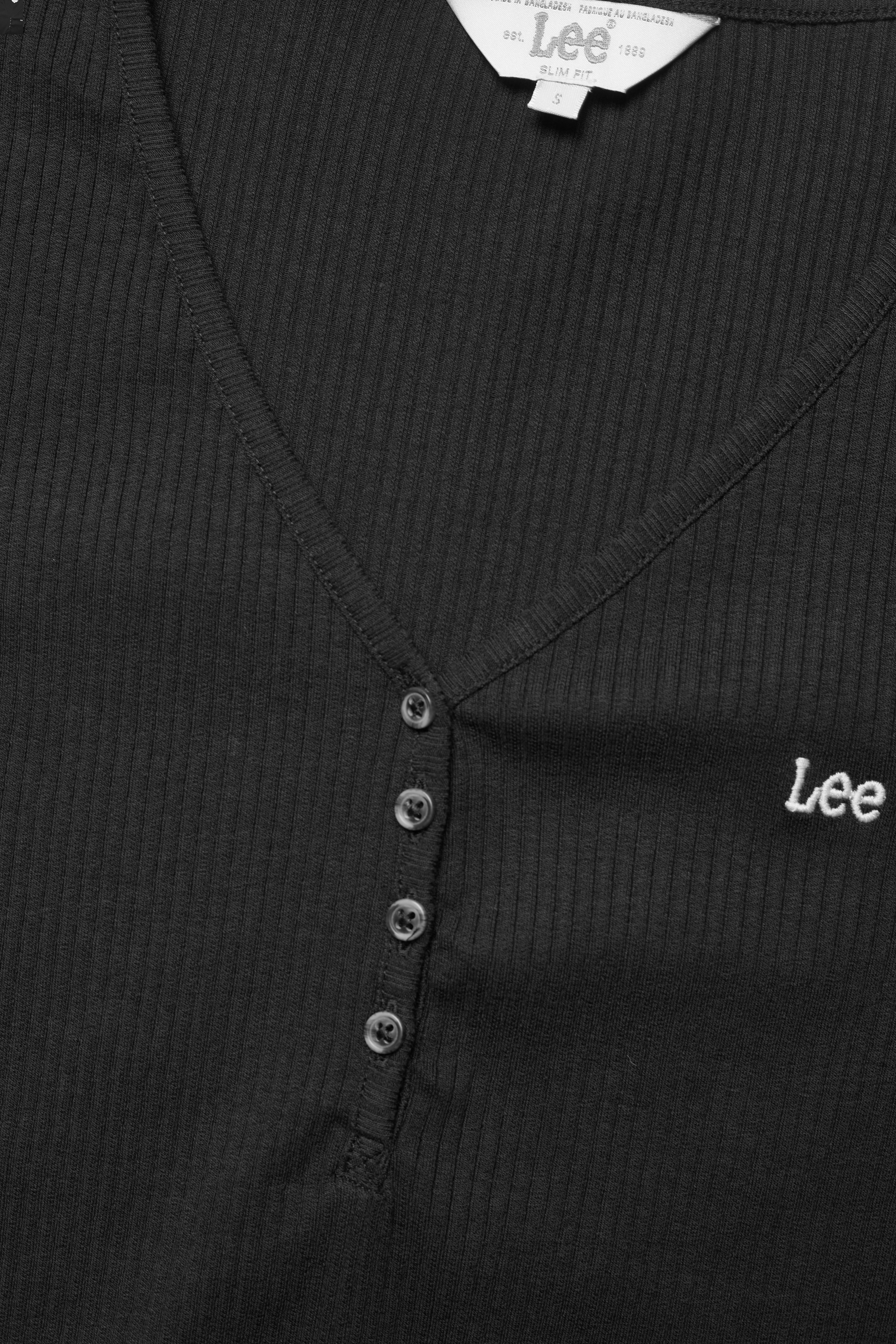 Lee Jeans - SS HENLEY - black - 2