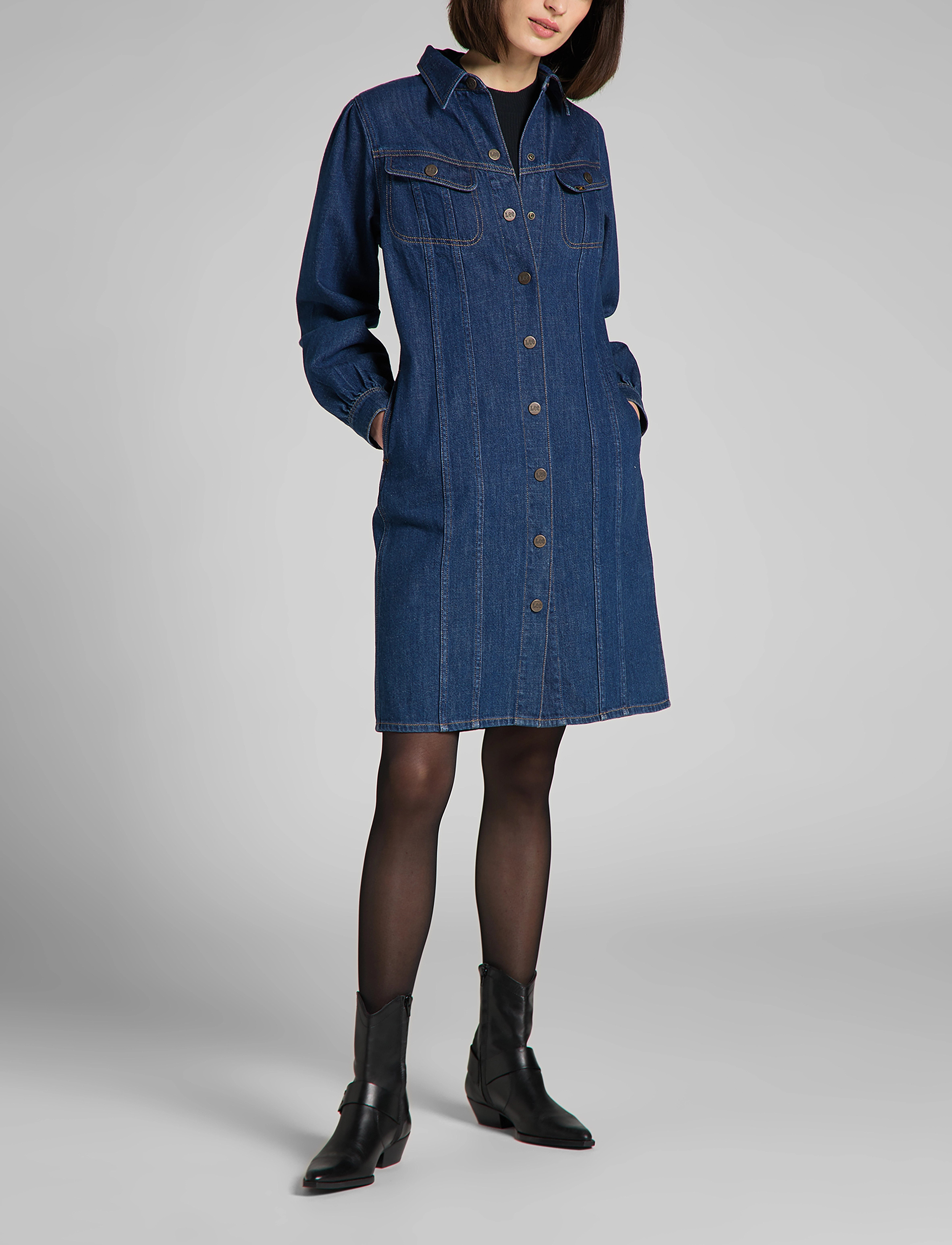 Lee Jeans - VOLUME SLEEVE DRESS - rinse - 2