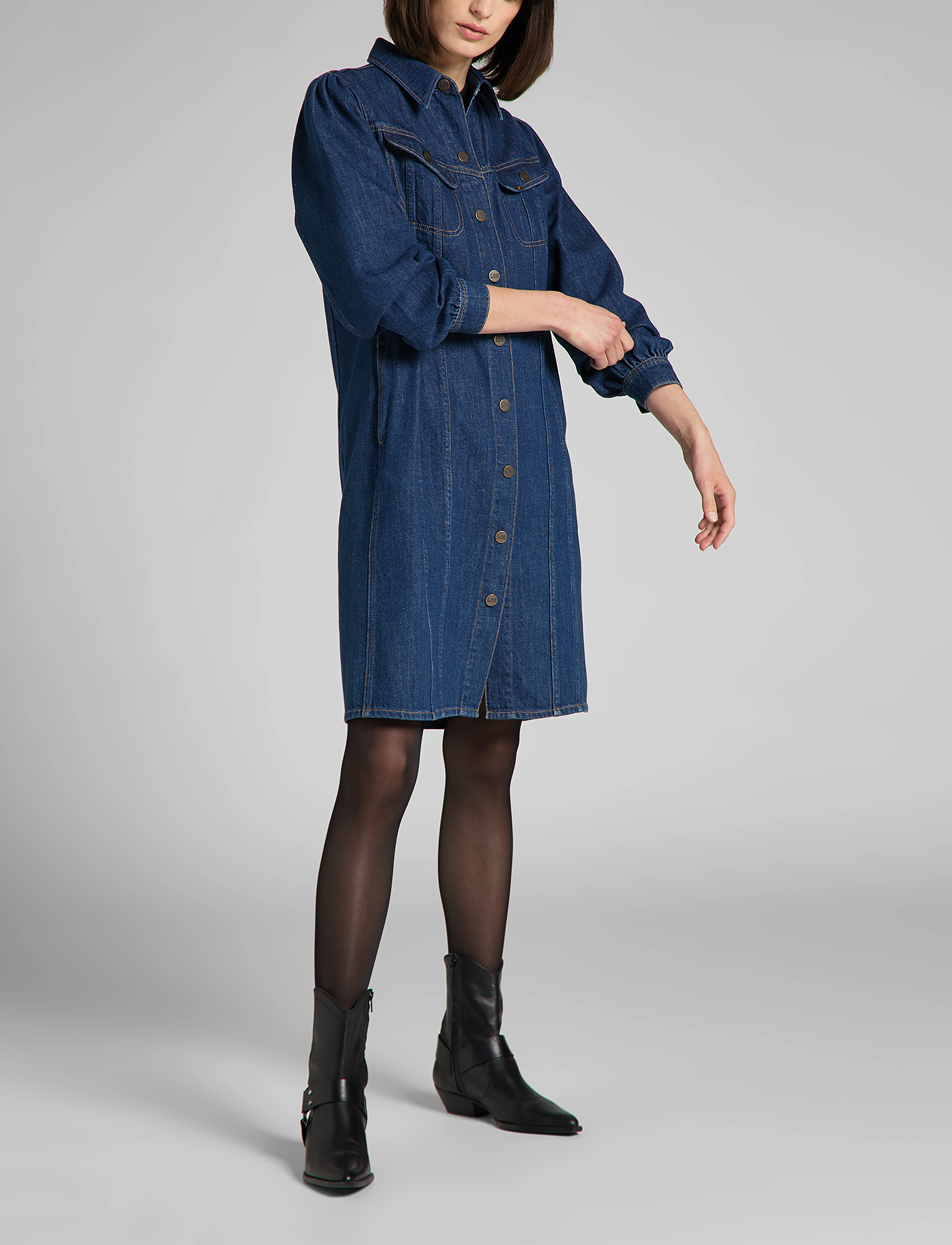 Lee Jeans - VOLUME SLEEVE DRESS - rinse - 4