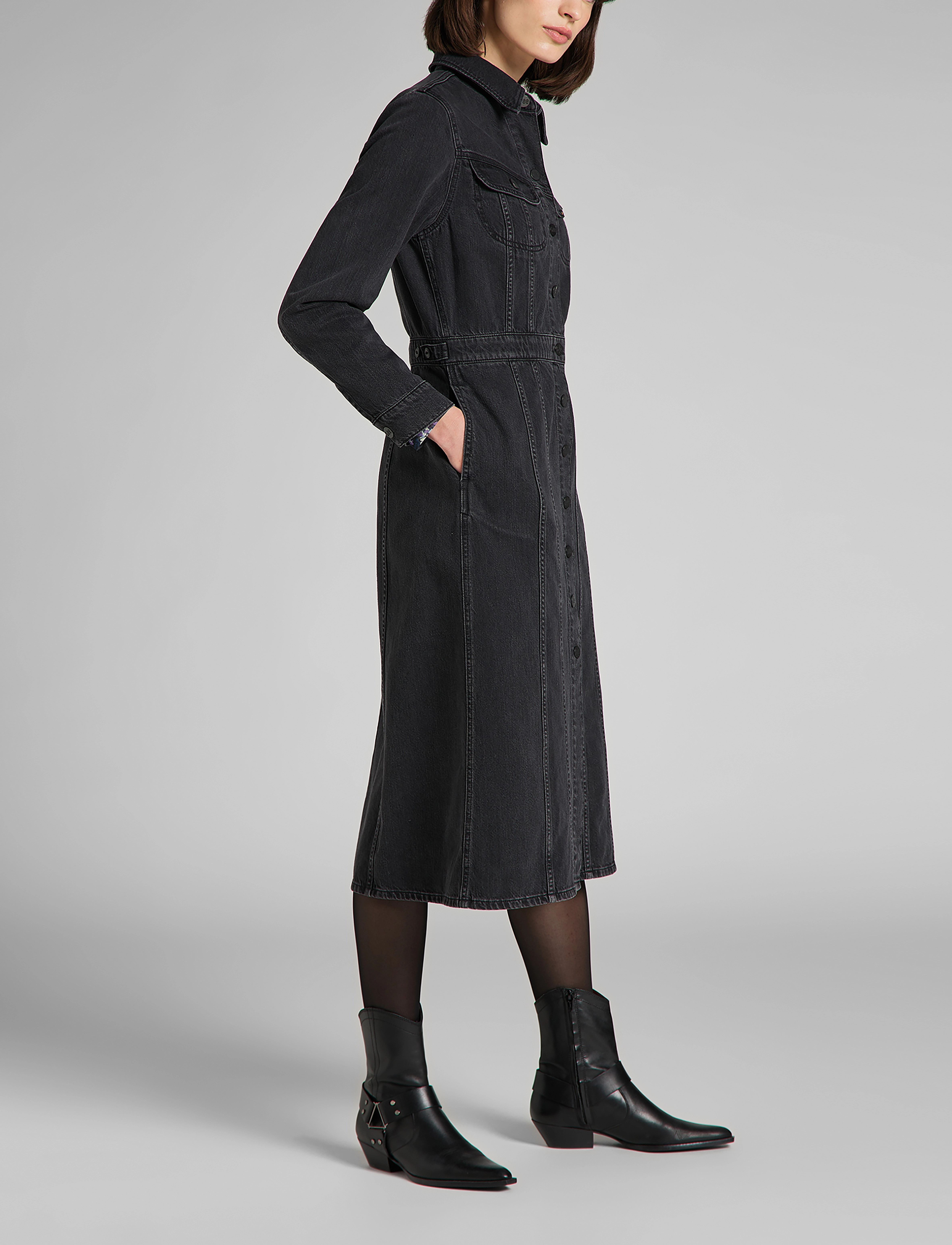 Lee Jeans - LONGSLEEVE DRESS - black duns - 4