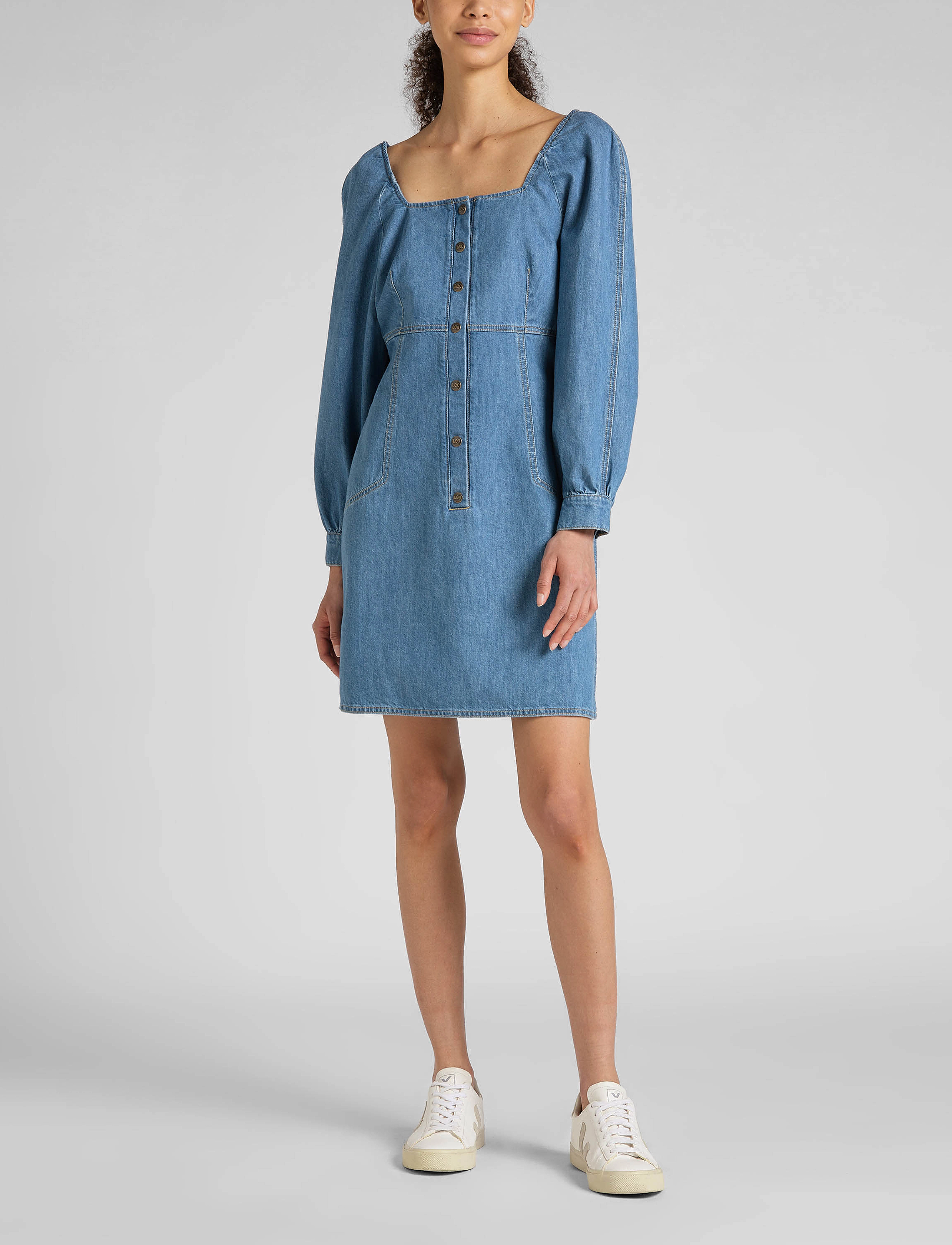Lee Jeans - PUFF SLEEVE DRESS - mid stone - 4