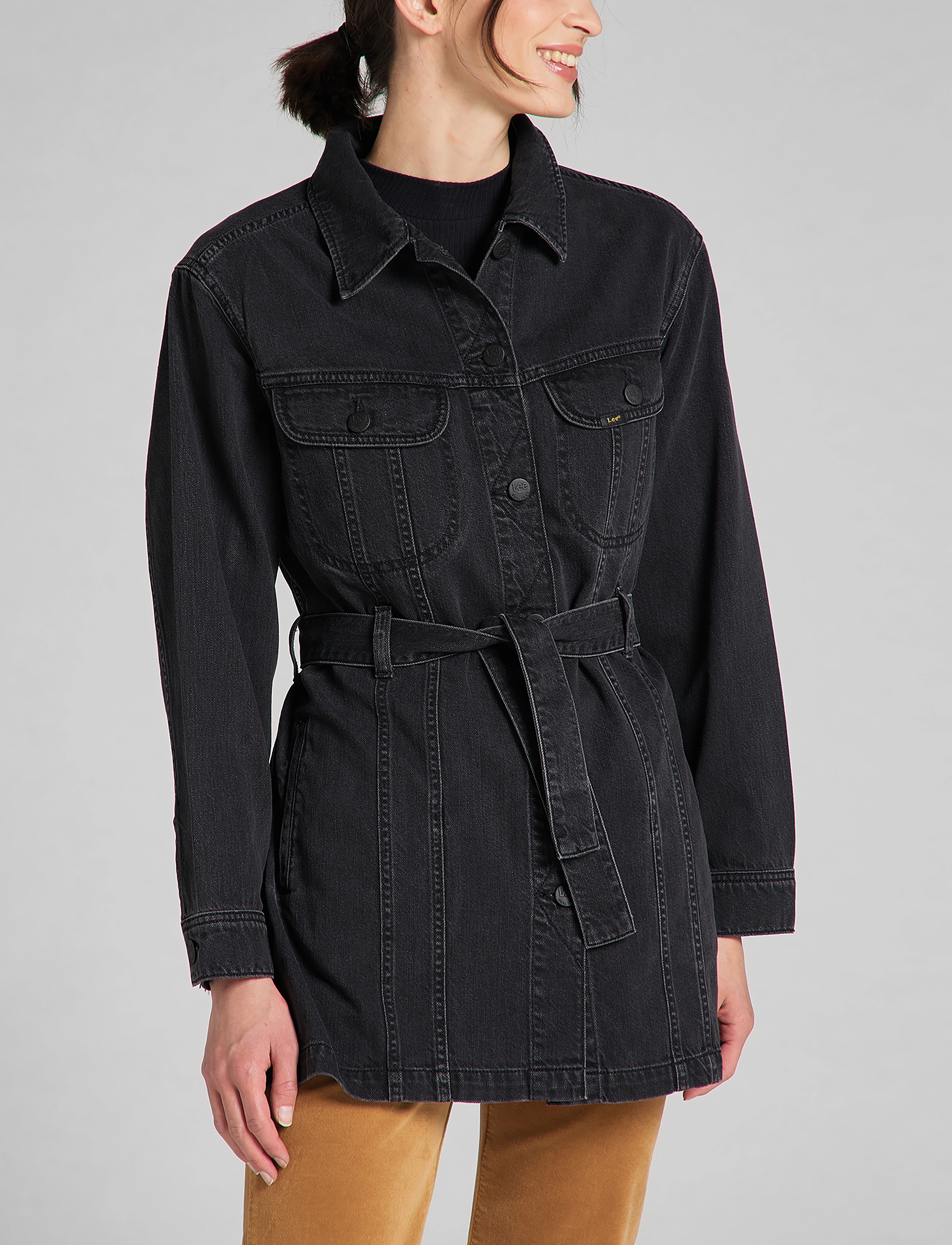 Lee Jeans - BELTED RIDER JACKET - black duns - 2