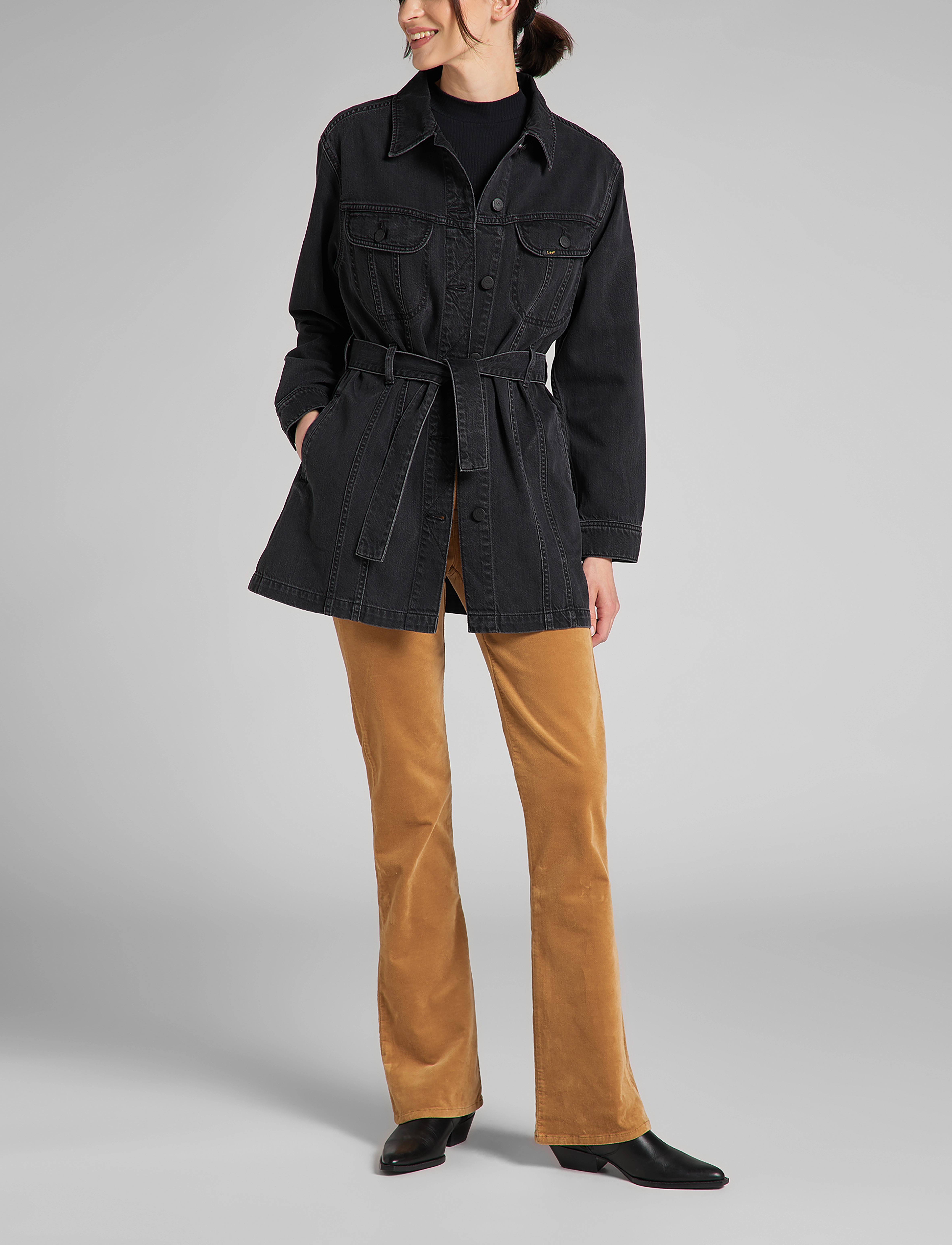 Lee Jeans - BELTED RIDER JACKET - black duns - 4