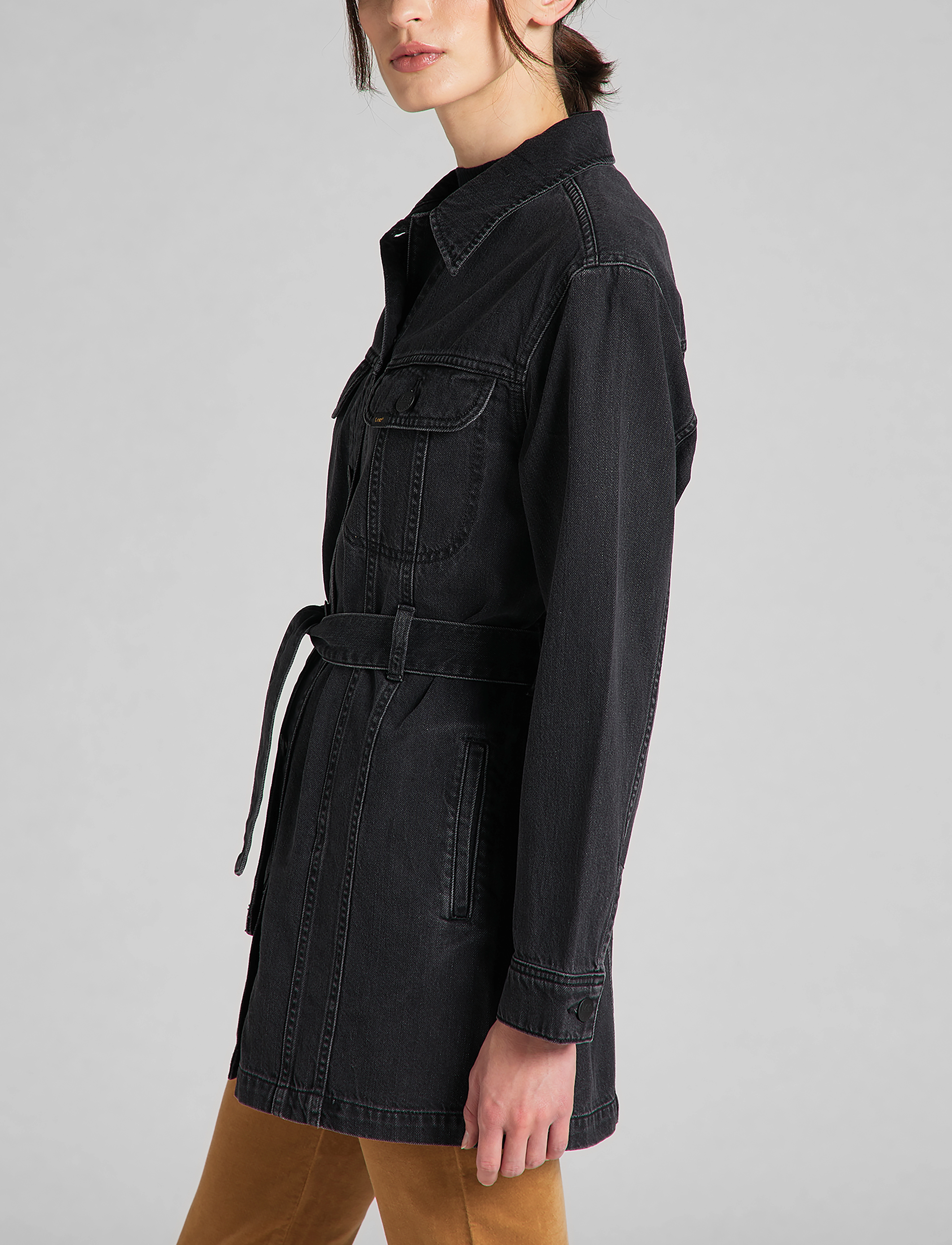 Lee Jeans - BELTED RIDER JACKET - black duns - 5