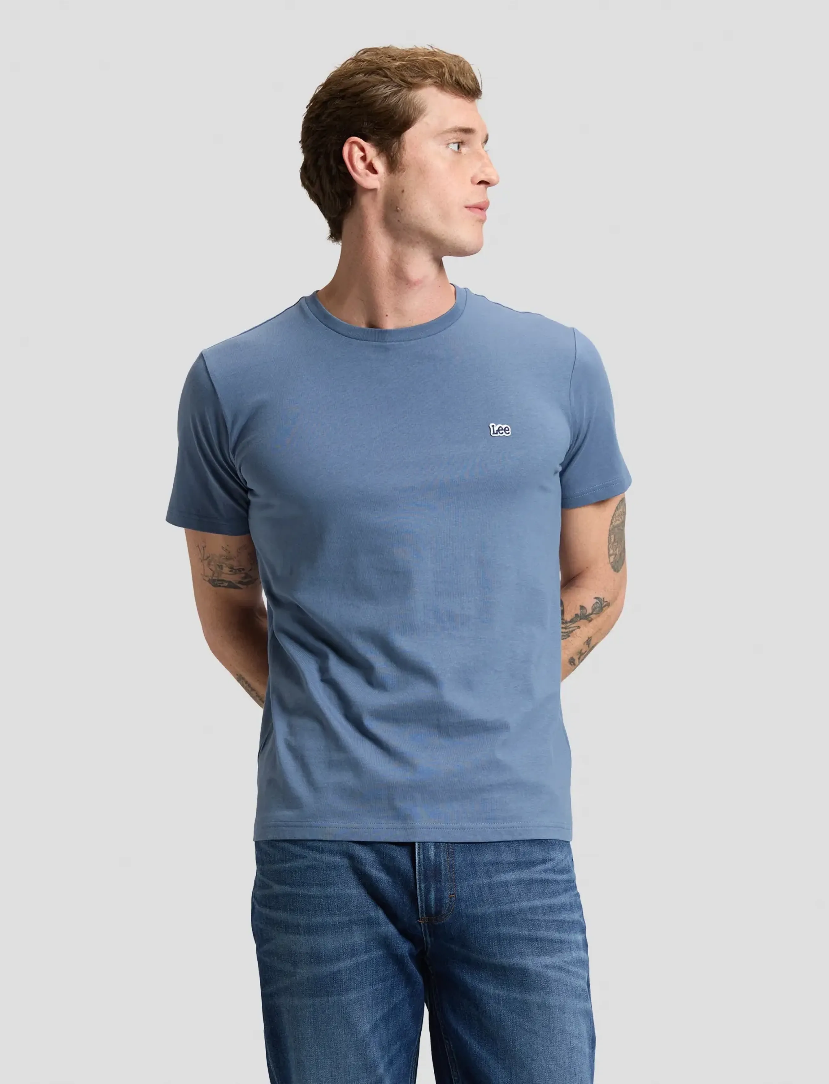 Lee Jeans SS PATCH LOGO TEE - T-shirts - BERING SEA / blue