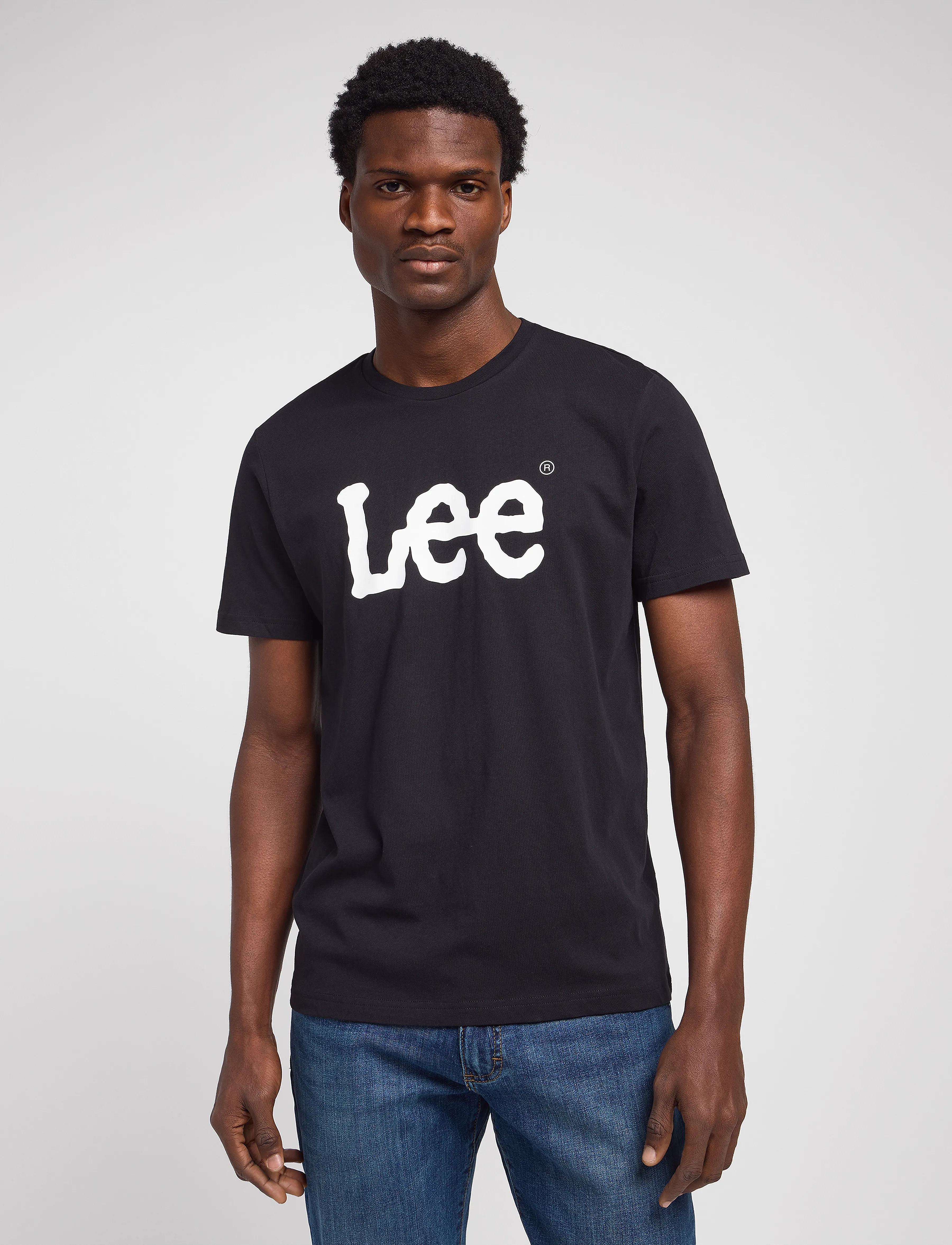 Lee Jeans Wobbly Logo Tee, Mænd, Logo T-shirt, Sort, Str: XL