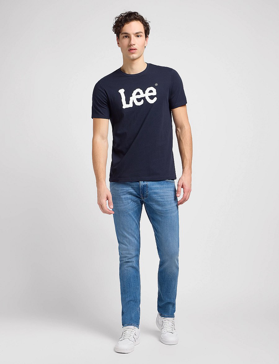 Lee Jeans - WOBBLY LOGO TEE - kurzärmelige t-shirts - navy drop - 4