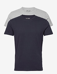 Lee Jeans - TWIN PACK CREW - short-sleeved t-shirts - greymele navy - 0