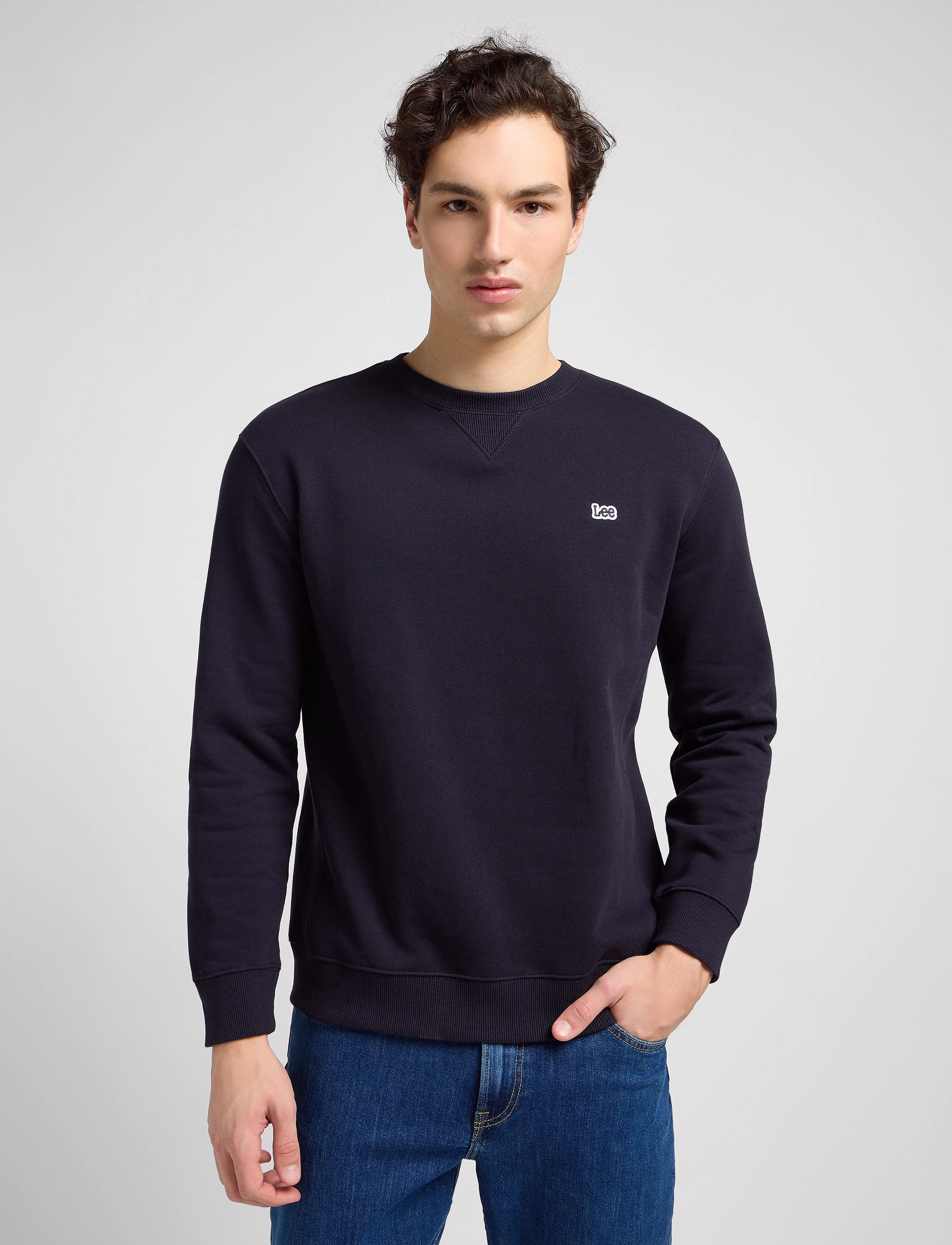 Lee Jeans Plain Crew Sws, M, Navy, Sweatshirts & Hættetrøjer > Sweatshirts, Herre