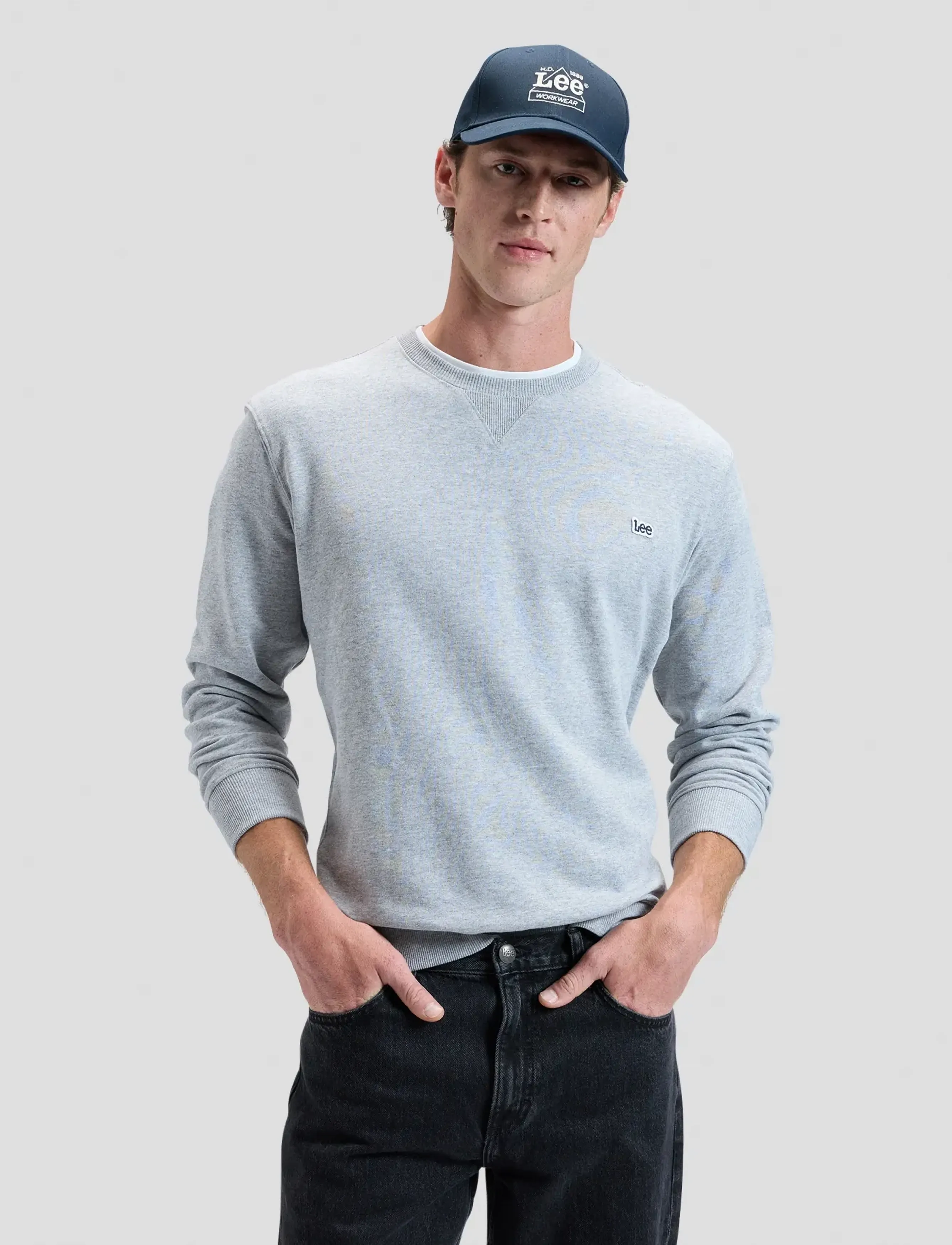 Lee Jeans Plain Crew Sws, XL, Grey, Sweatshirts & Hættetrøjer > Sweatshirts, Herre