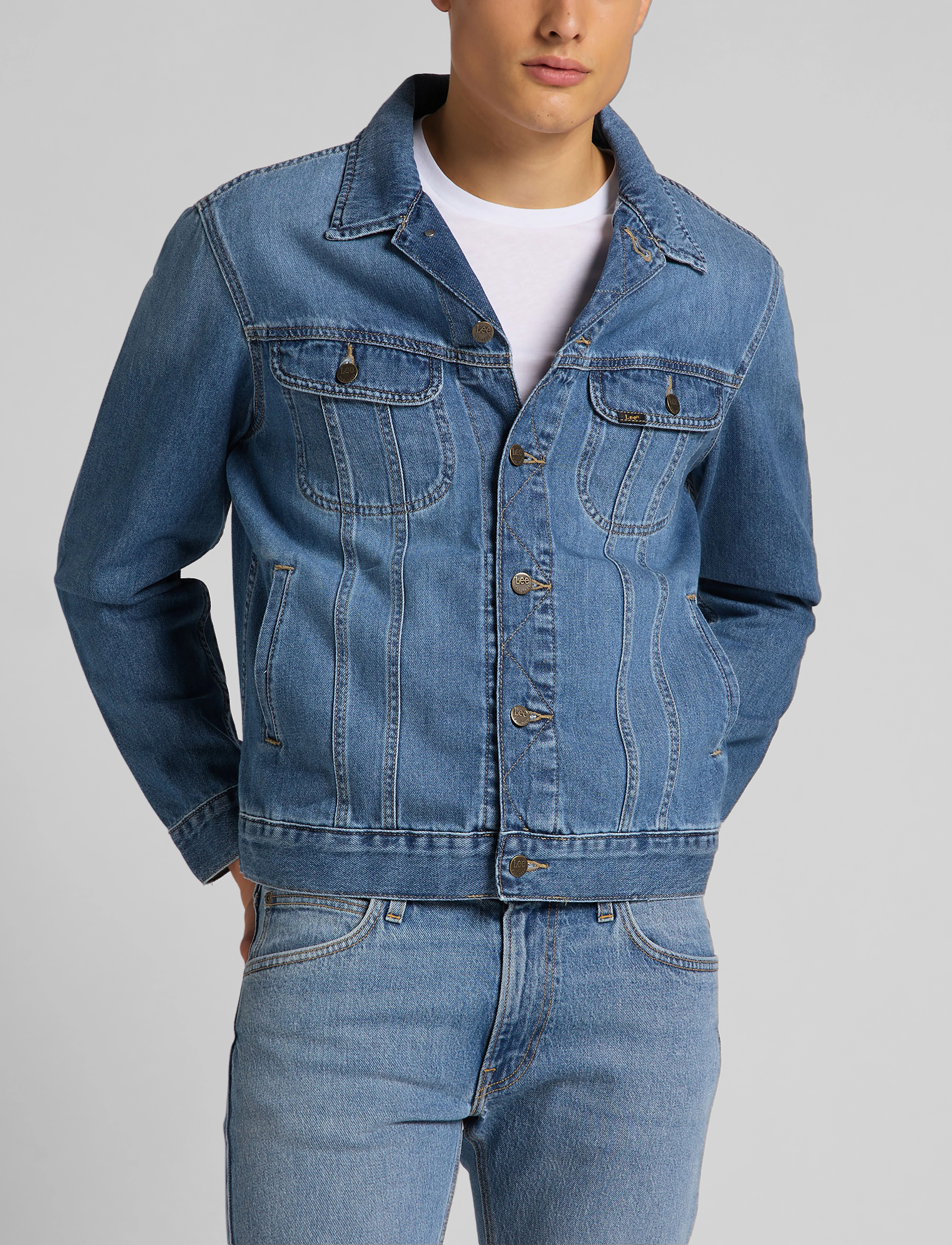Lee Jeans - RIDER JACKET - blue bird mid worn - 2