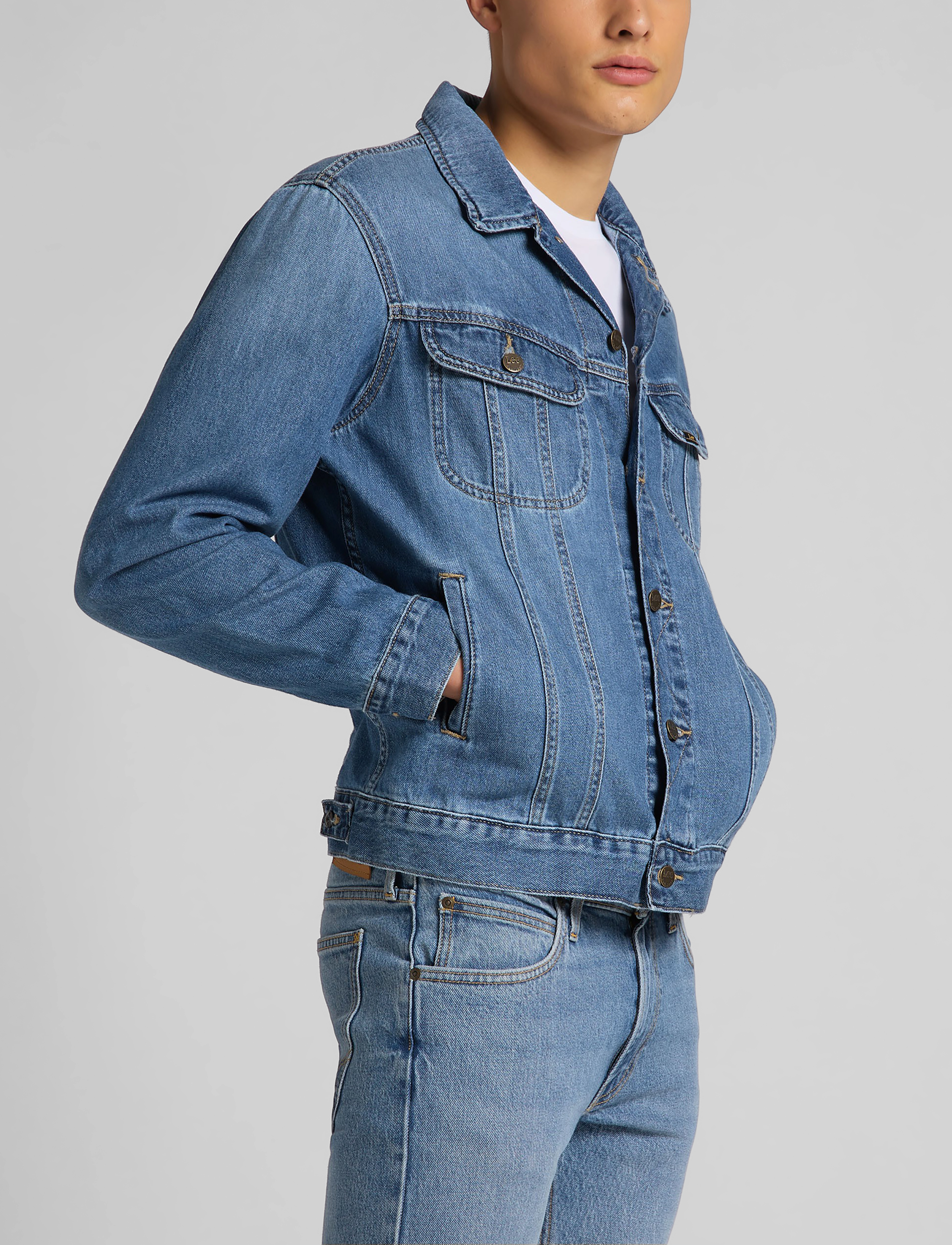 Lee Jeans - RIDER JACKET - blue bird mid worn - 4