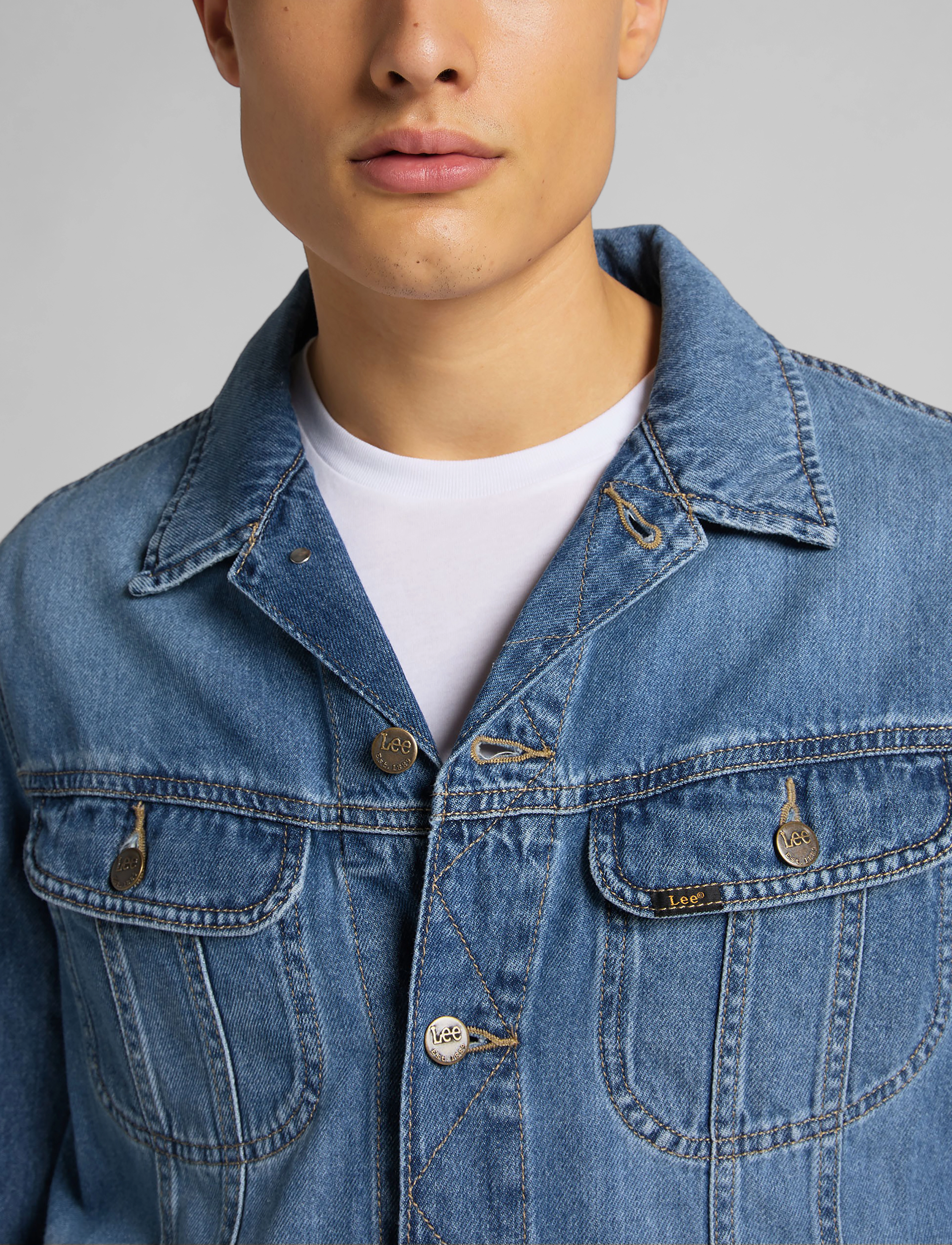 Lee Jeans - RIDER JACKET - blue bird mid worn - 5
