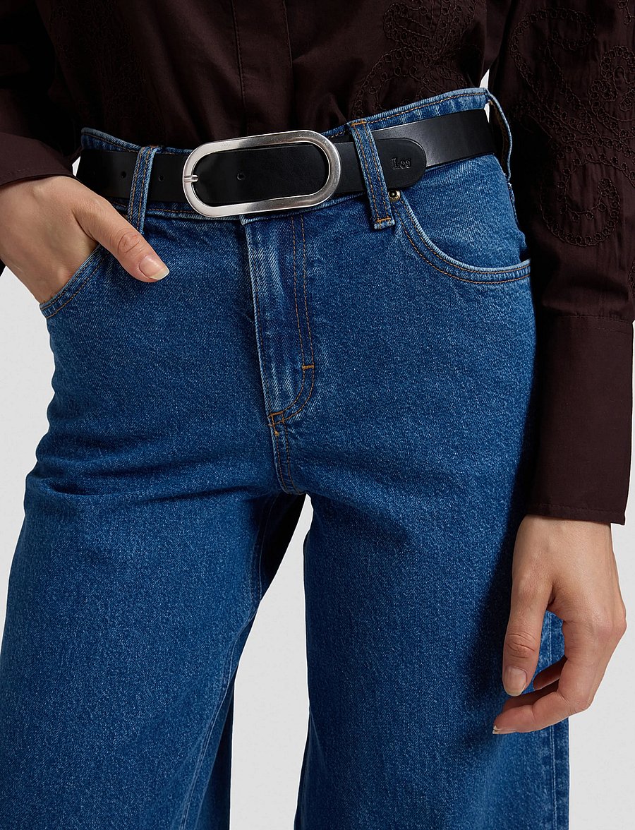 Lee Jeans - OVAL BUCKLE BELT - läderskärp - black - 0