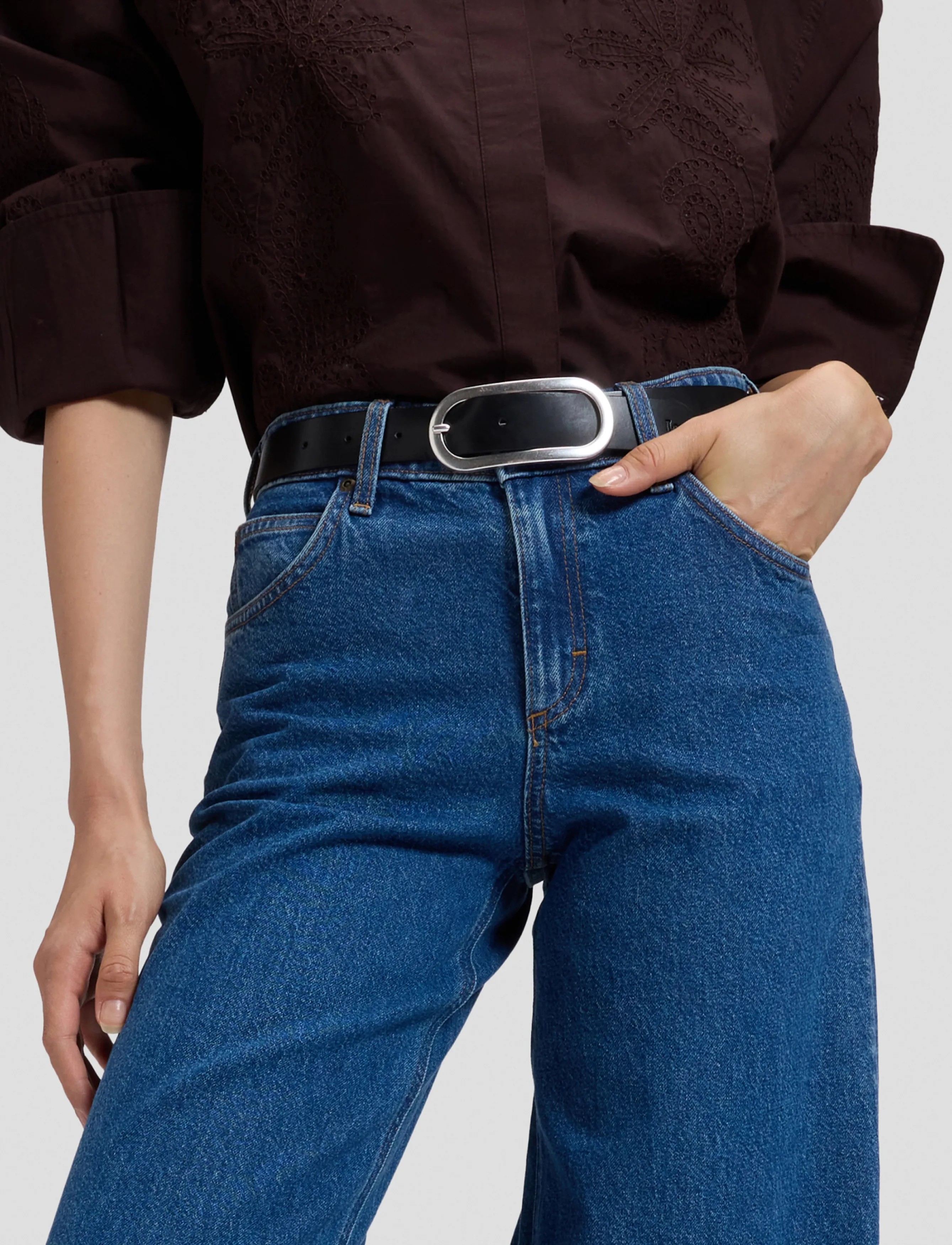 Lee Jeans - OVAL BUCKLE BELT - läderskärp - black - 2