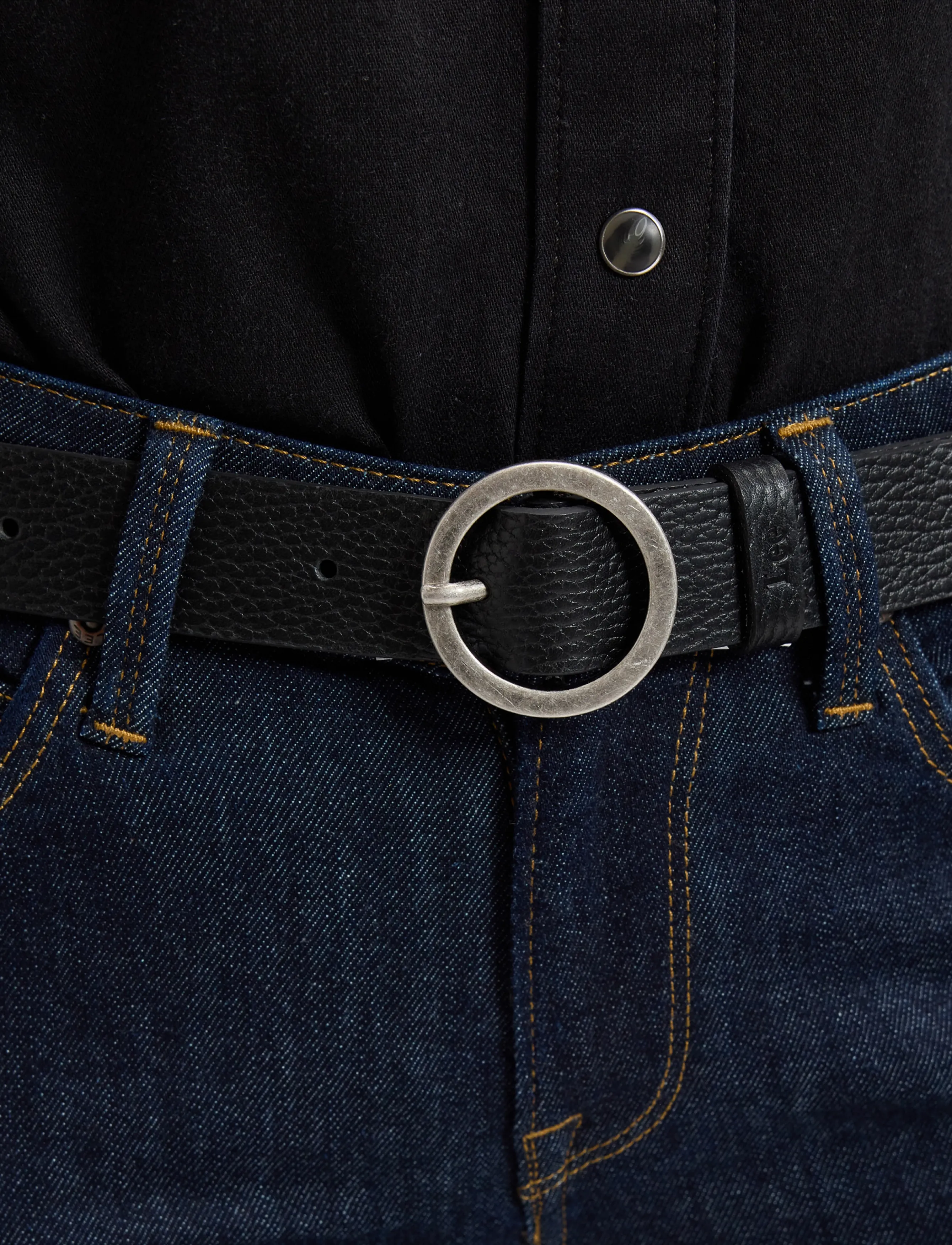 Lee Jeans - CIRCLE BUCKLE BELT - vabaajavööd - black - 2