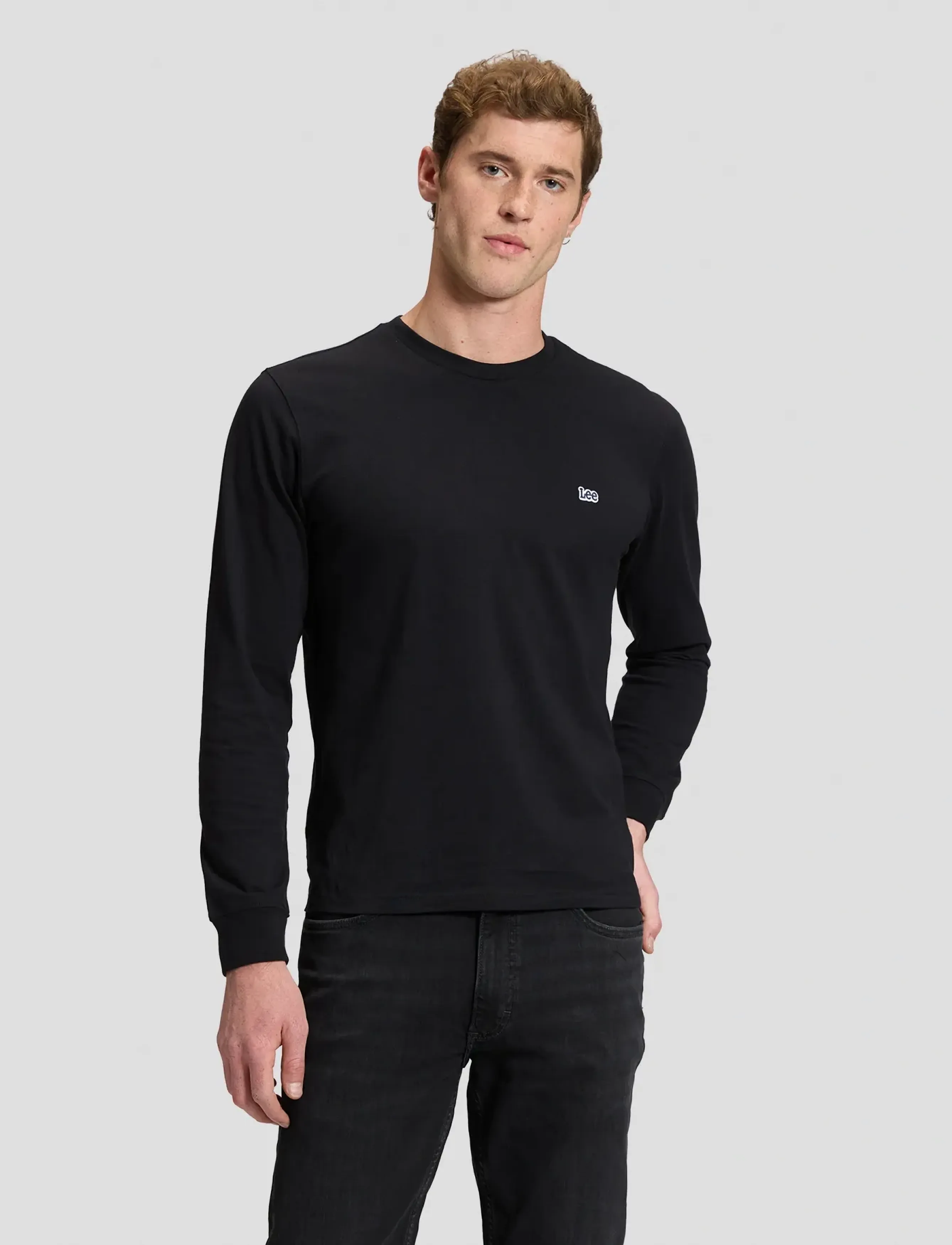 Lee Jeans Ls Patch Logo Tee, M, Black, T-Shirts > Langærmede, Herre