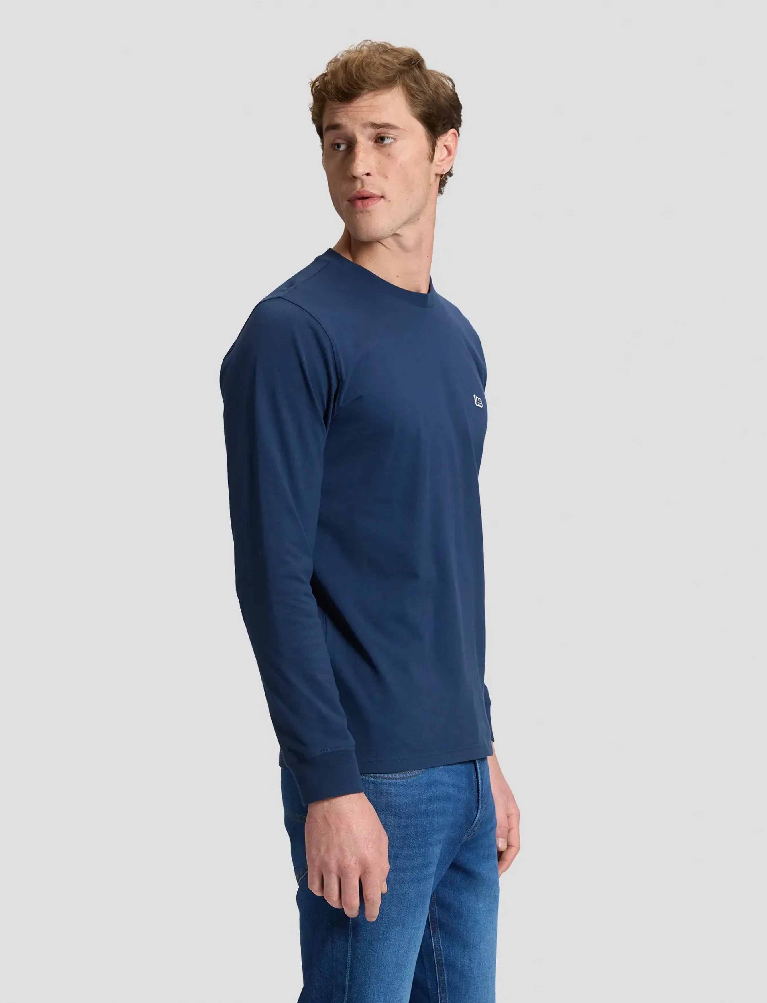 Lee Jeans - LS PATCH LOGO TEE - pikkade varrukatega t-särgid - dress blues - 4