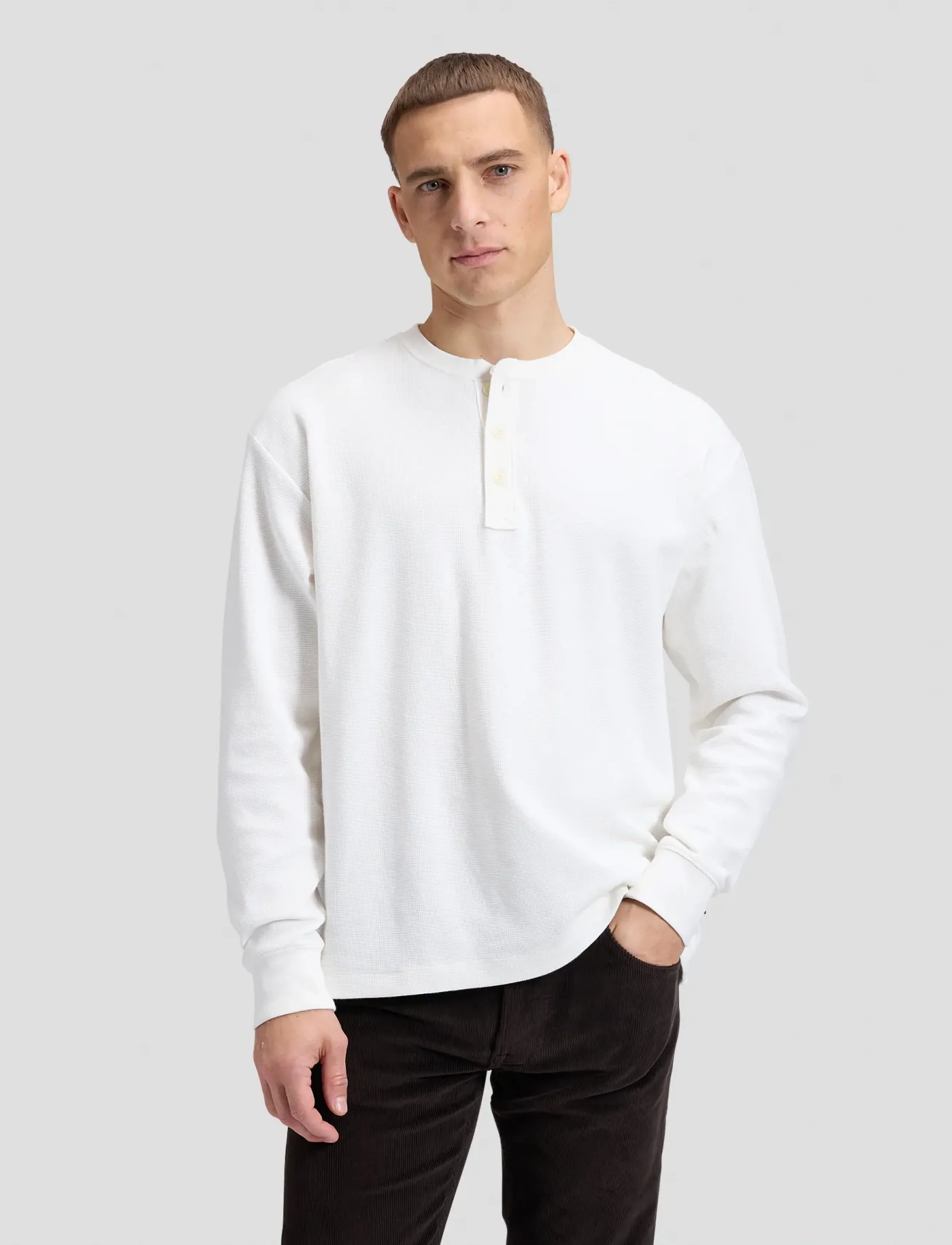Lee Jeans LS HENLEY - Pikkade varrukatega T-särgid - ECRU / cream