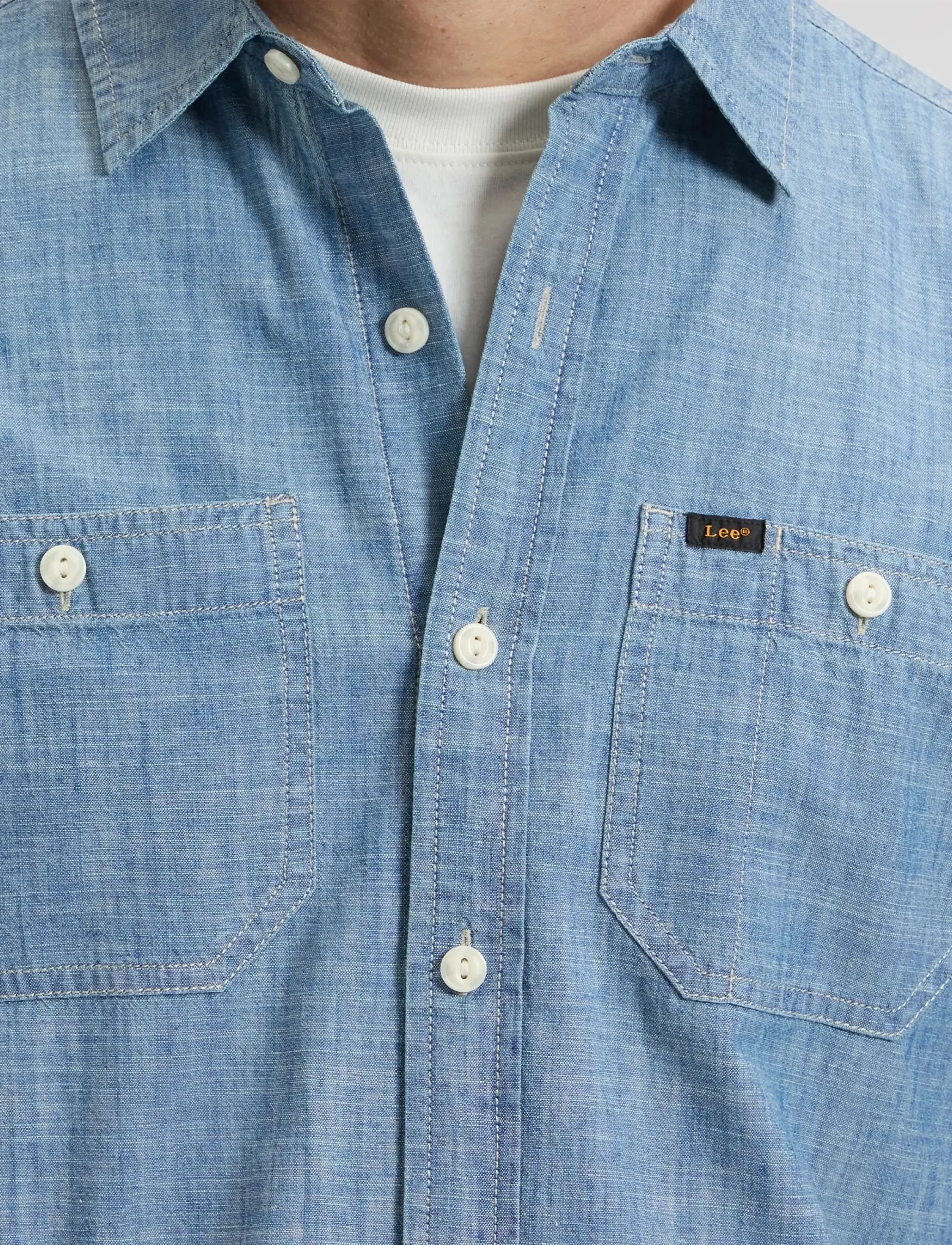 Lee Jeans - SS UTILITY WORKSHIRT - marškiniai trumpomis rankovėmis - light chambray - 5