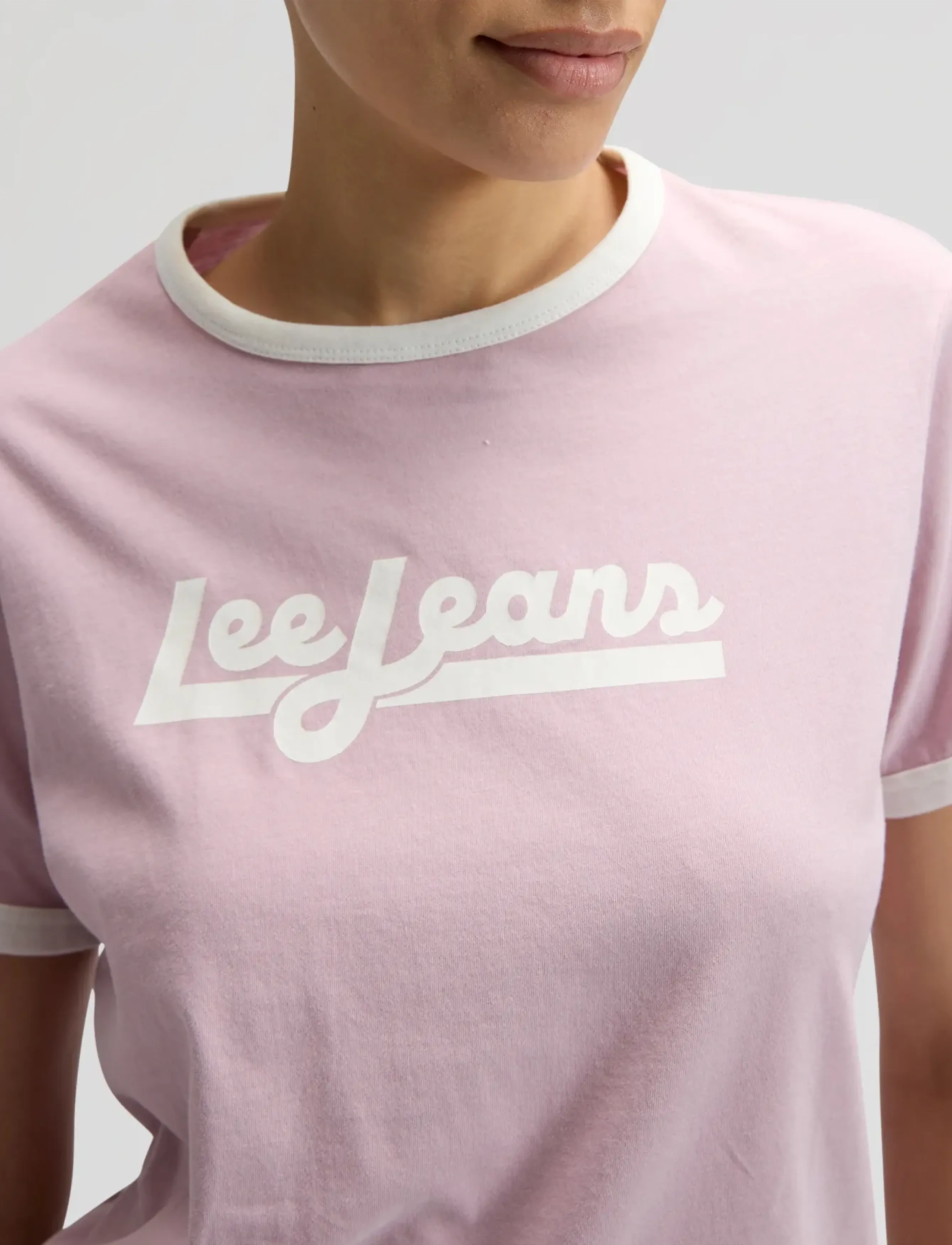 Lee Jeans - RINGER TEE - kurzärmlige hemden - soft mauve - 4