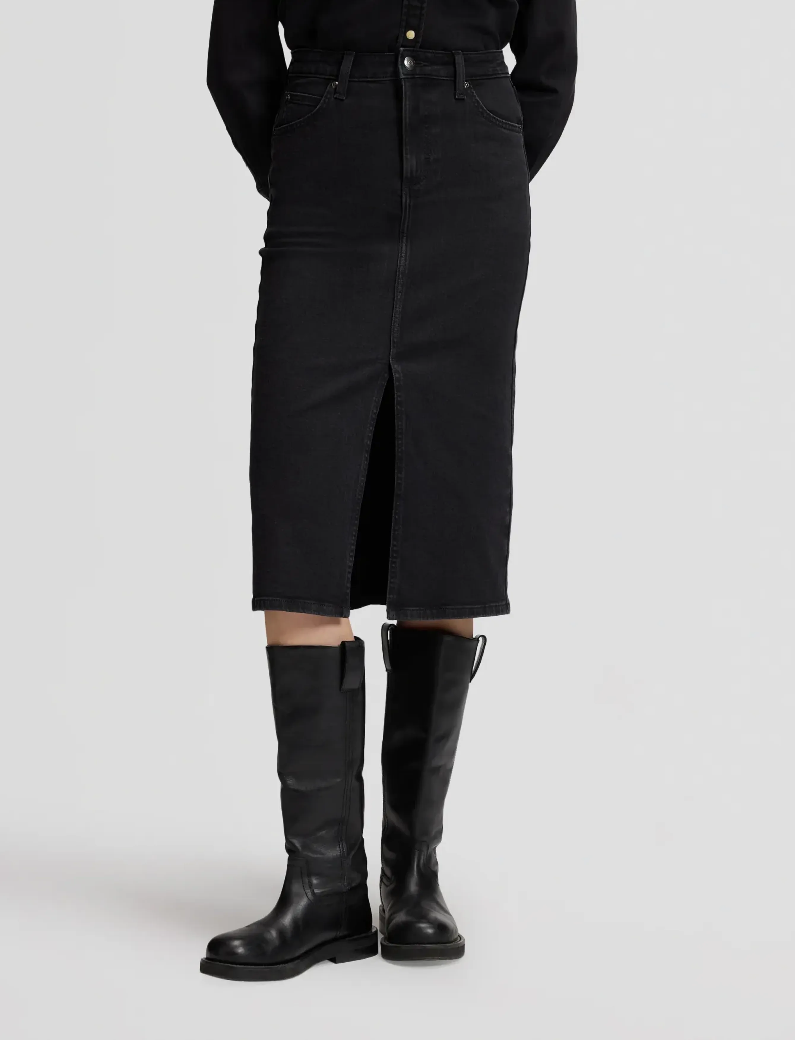 Lee Jeans LONG SKIRT - Jeanskjolar - LIFE FORCE / black