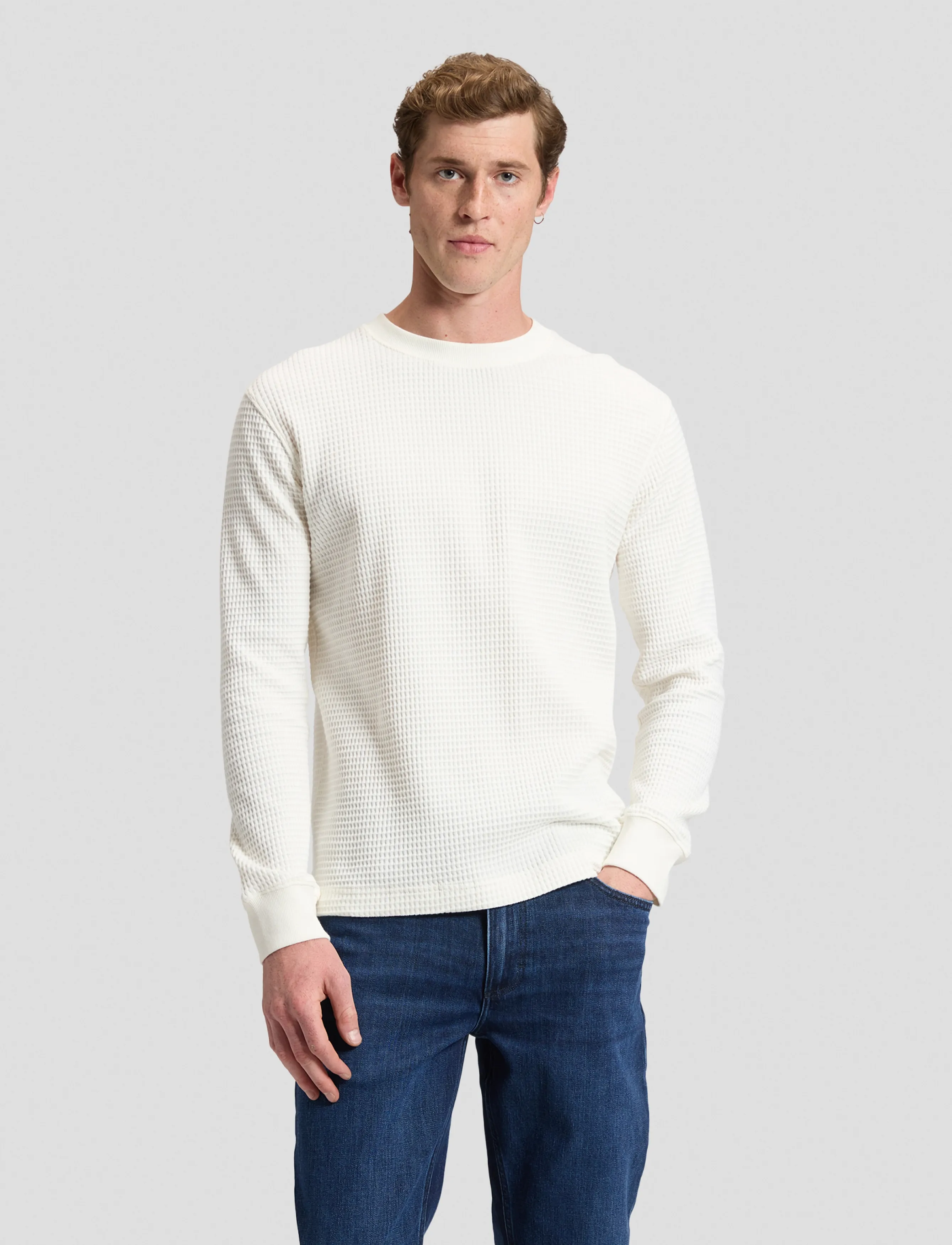 Lee Jeans LS WAFFLE TEE - T-särgid - OFF WHITE / cream