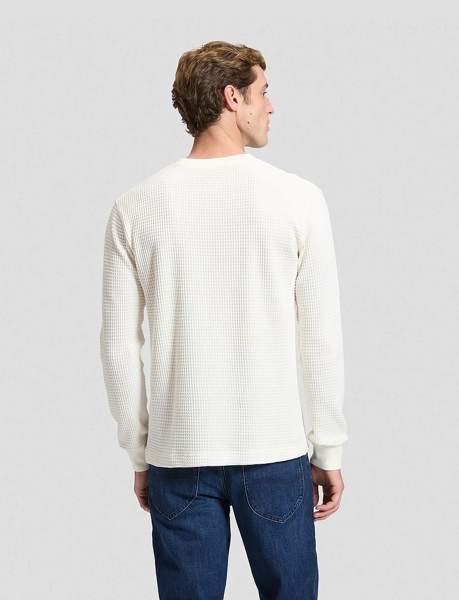 Lee Jeans - LS WAFFLE TEE - long-sleeved t-shirts - off white - 2