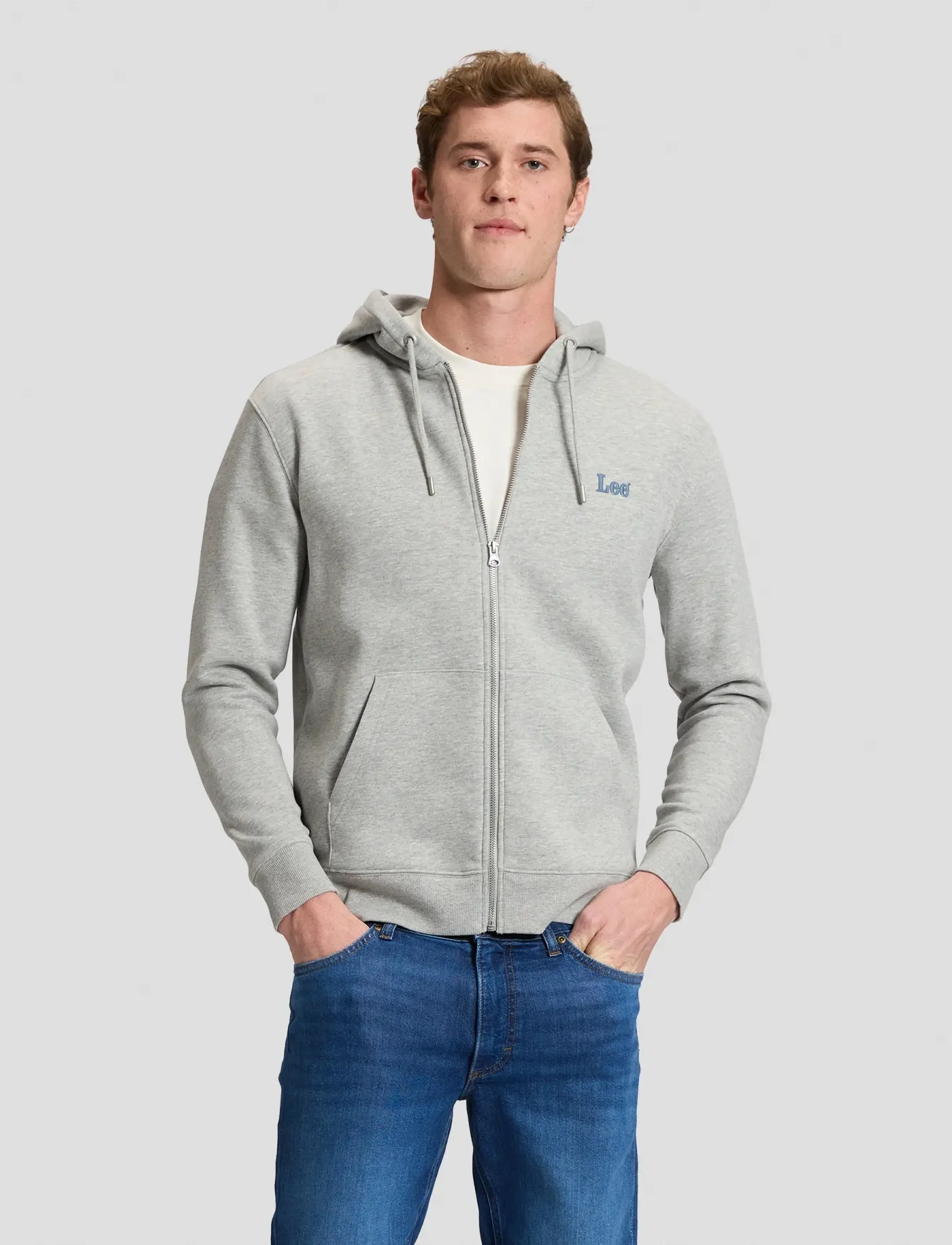 Lee Jeans ESS LEE FULL ZIP HOODIE - Hoodies - MID GREY MELE / grey