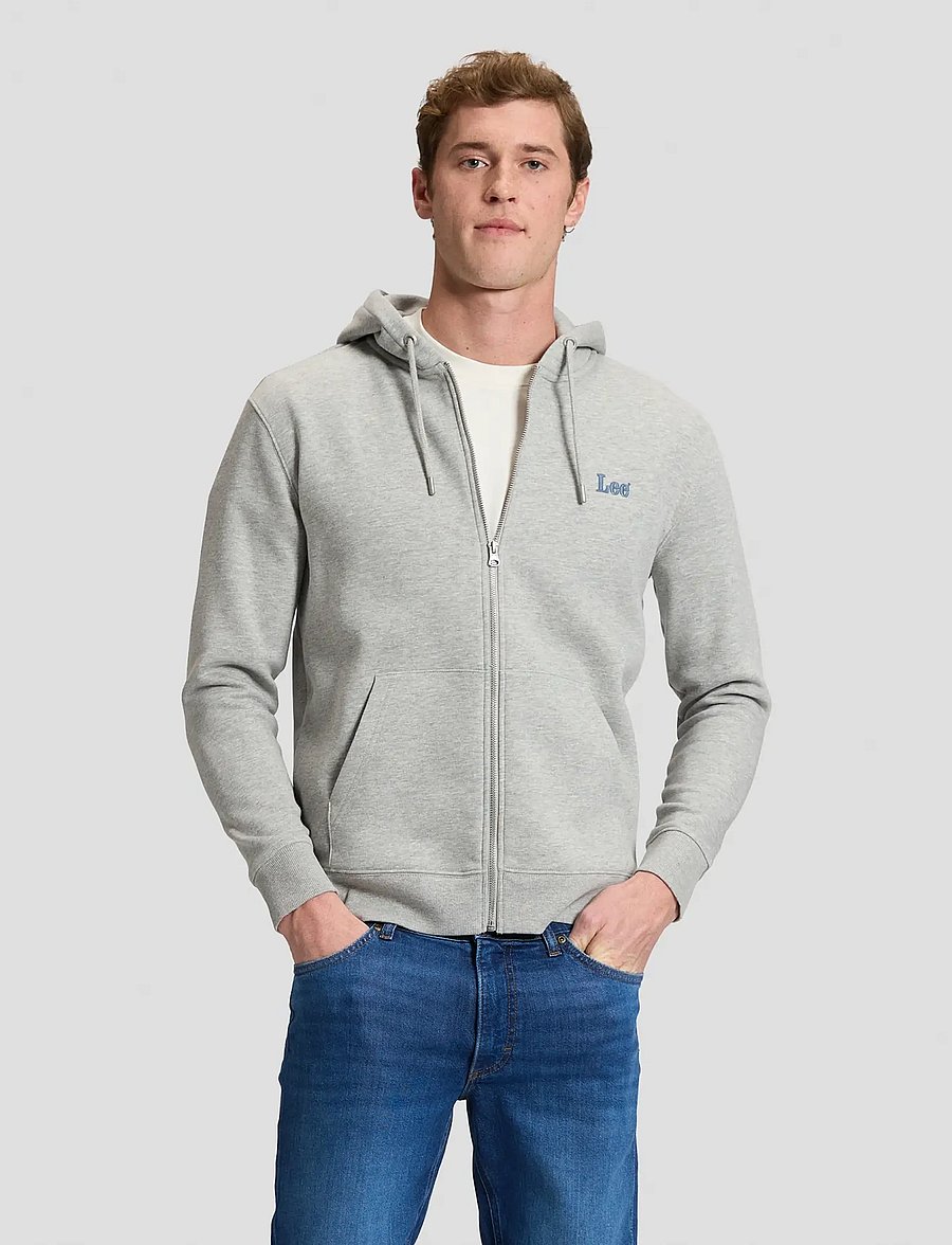 Lee Jeans - ESS LEE FULL ZIP HOODIE - hoodies - mid grey mele - 0