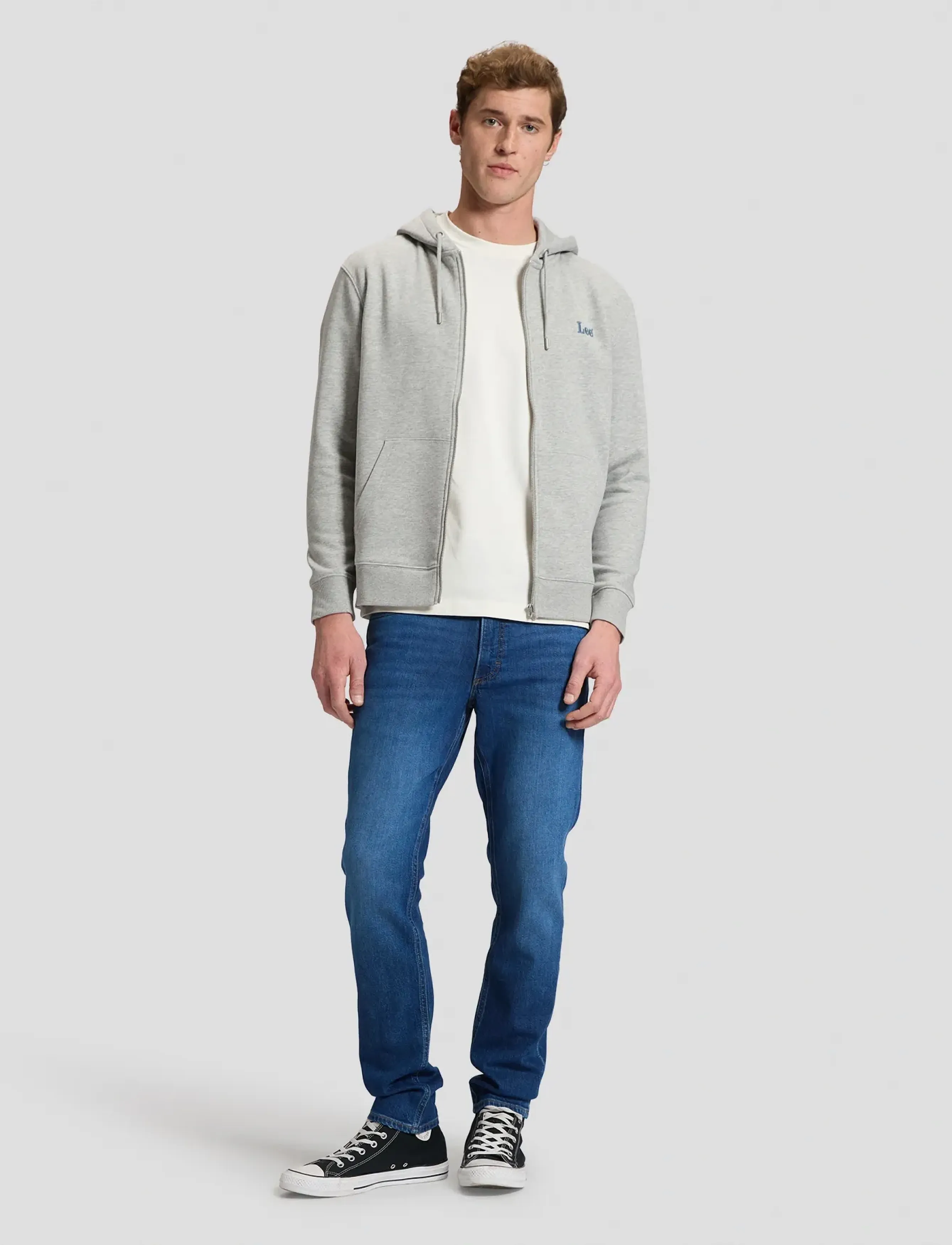 Lee Jeans - ESS LEE FULL ZIP HOODIE - hoodies - mid grey mele - 2