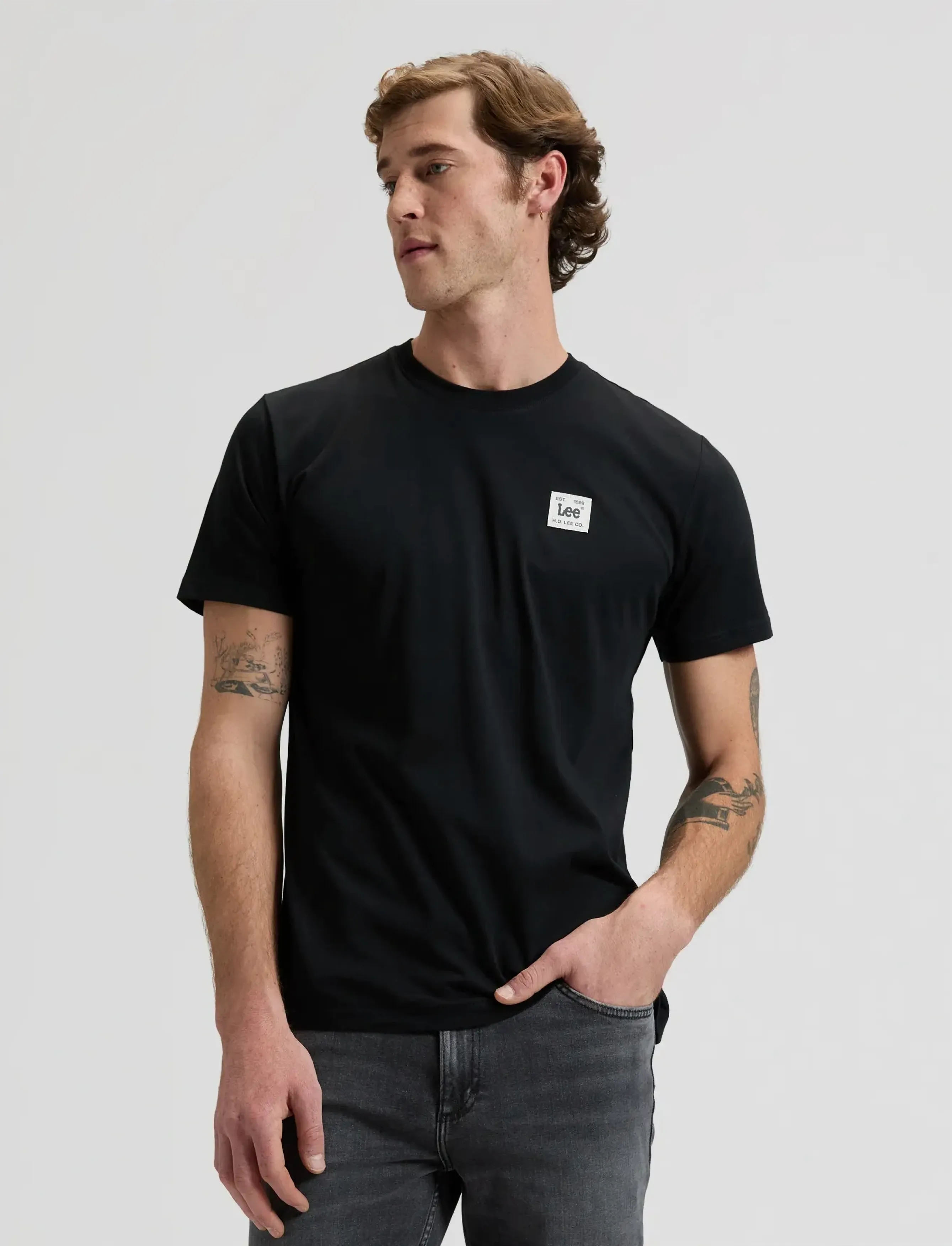 Lee Jeans - WOVEN LABEL TEE - lowest prices - black - 0