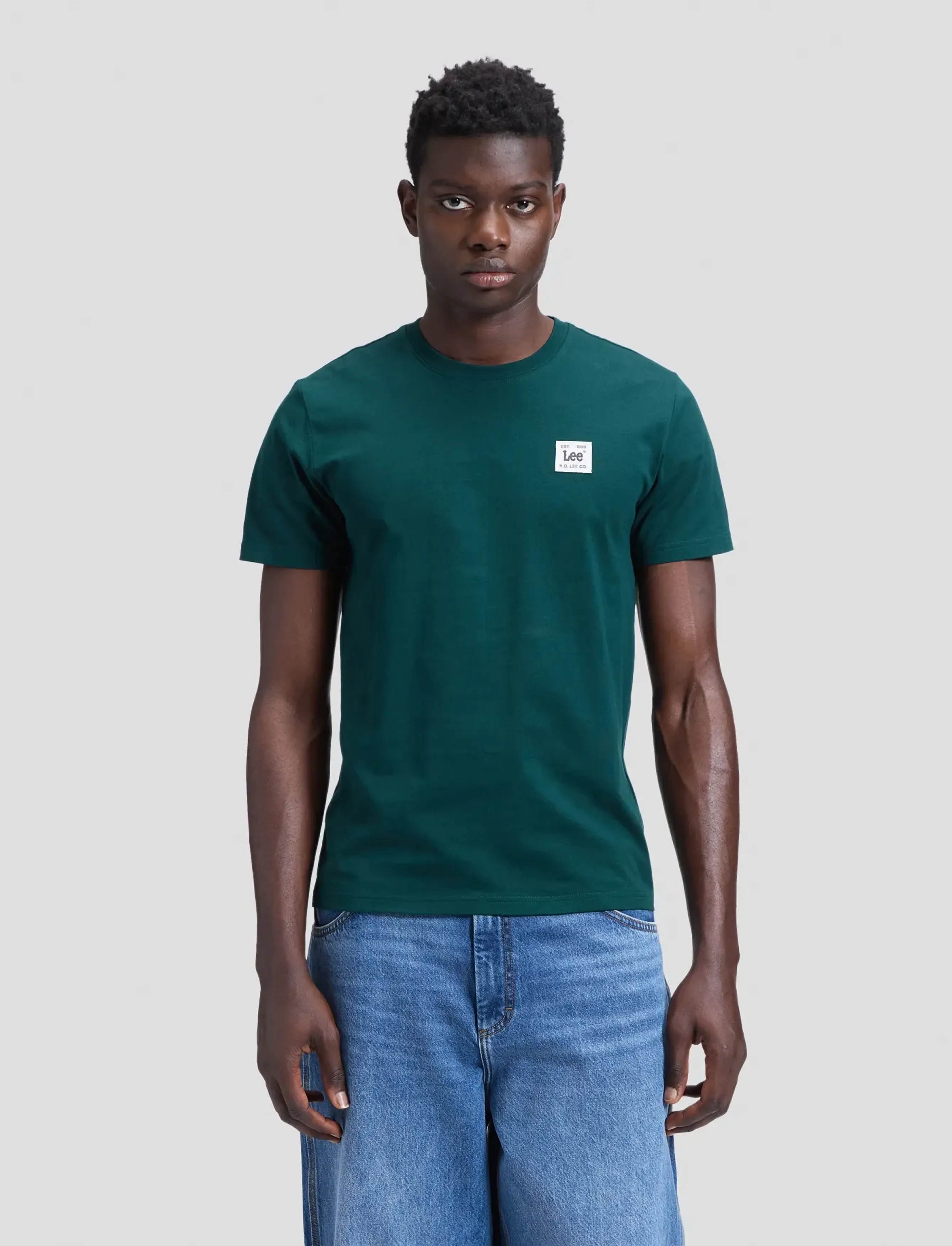 Lee Jeans WOVEN LABEL TEE - T-särgid - JADE FOREST / green