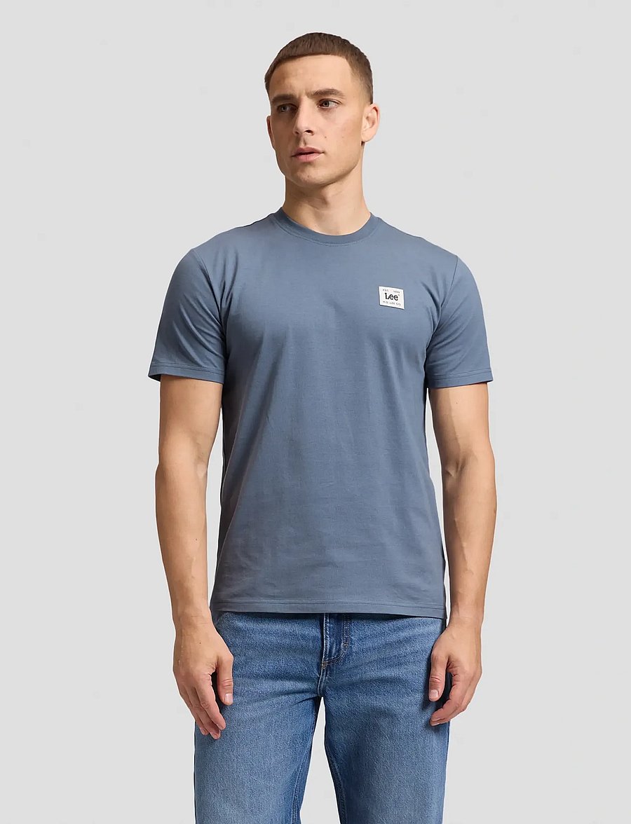 Lee Jeans - WOVEN LABEL TEE - kortærmede t-shirts - vintage blue - 0