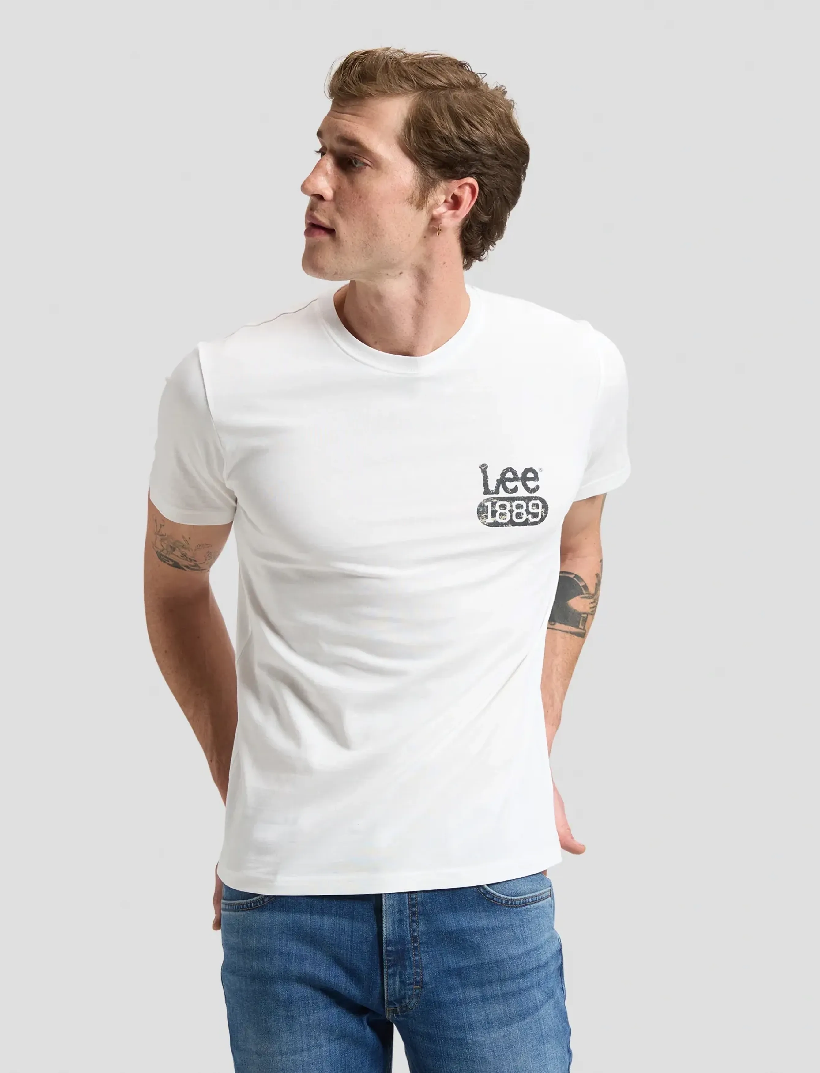 Lee Jeans SMALL LOGO TEE - Short-sleeved t-shirts - BRIGHT WHITE / white