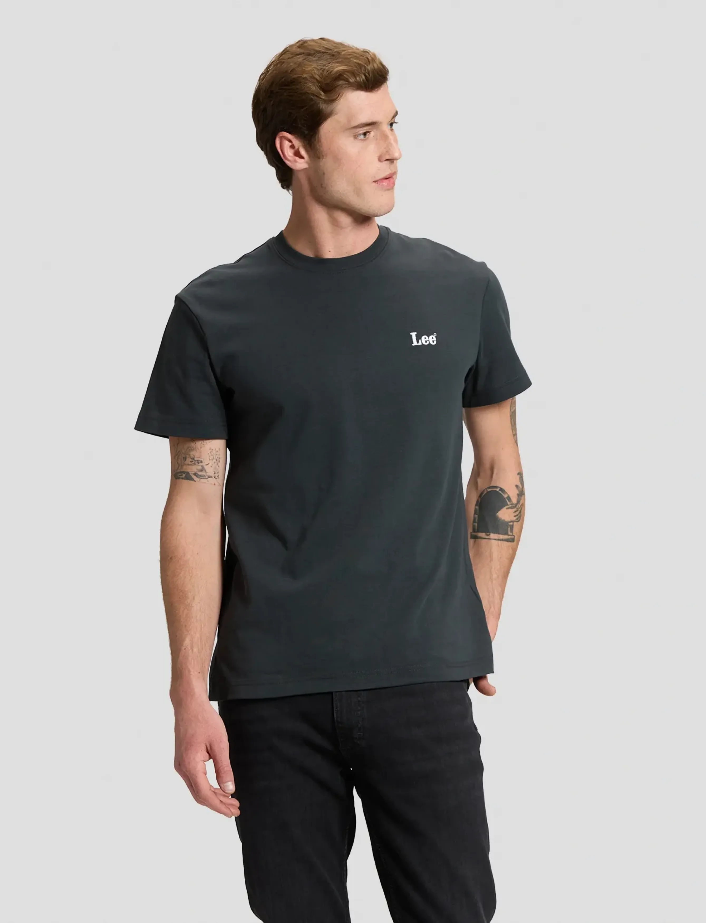 Lee Jeans SS SMALL LOGO TEE - T-Shirts - WASHED BLACK / black