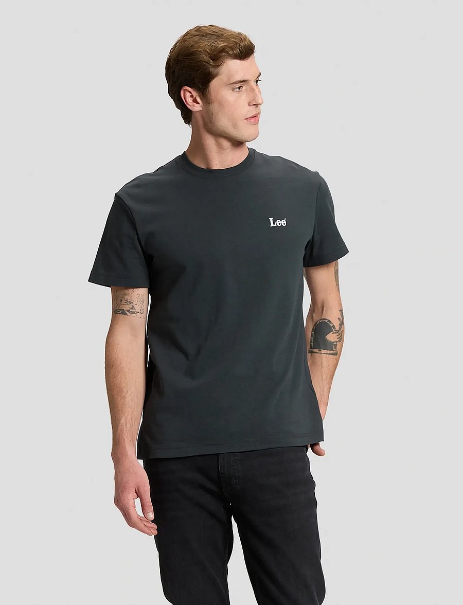 Lee Jeans - SS SMALL LOGO TEE - short-sleeved t-shirts - washed black - 0