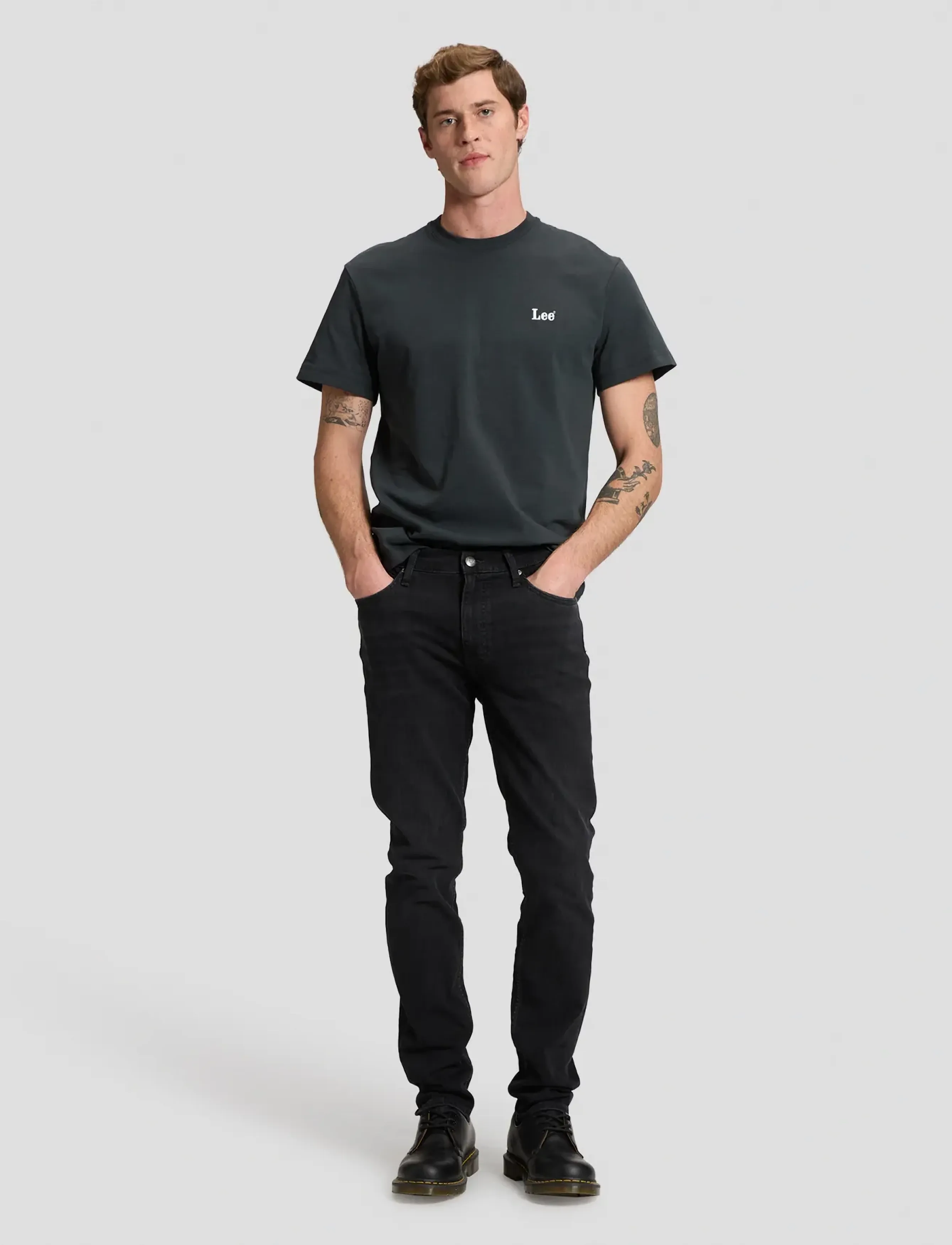 Lee Jeans - SS SMALL LOGO TEE - short-sleeved t-shirts - washed black - 3