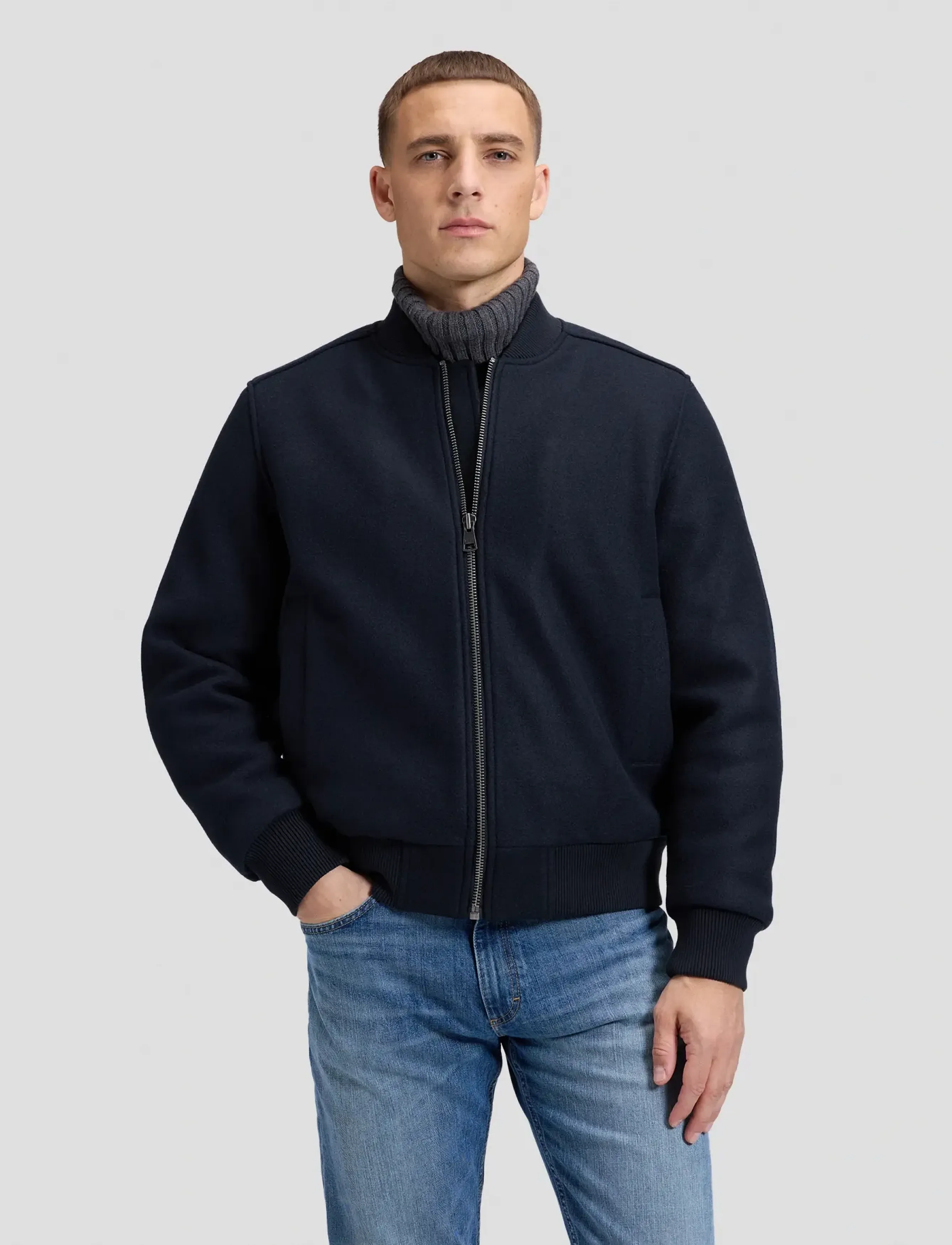 Lee Jeans WOOL BOMBER - Uus - BLACK / black