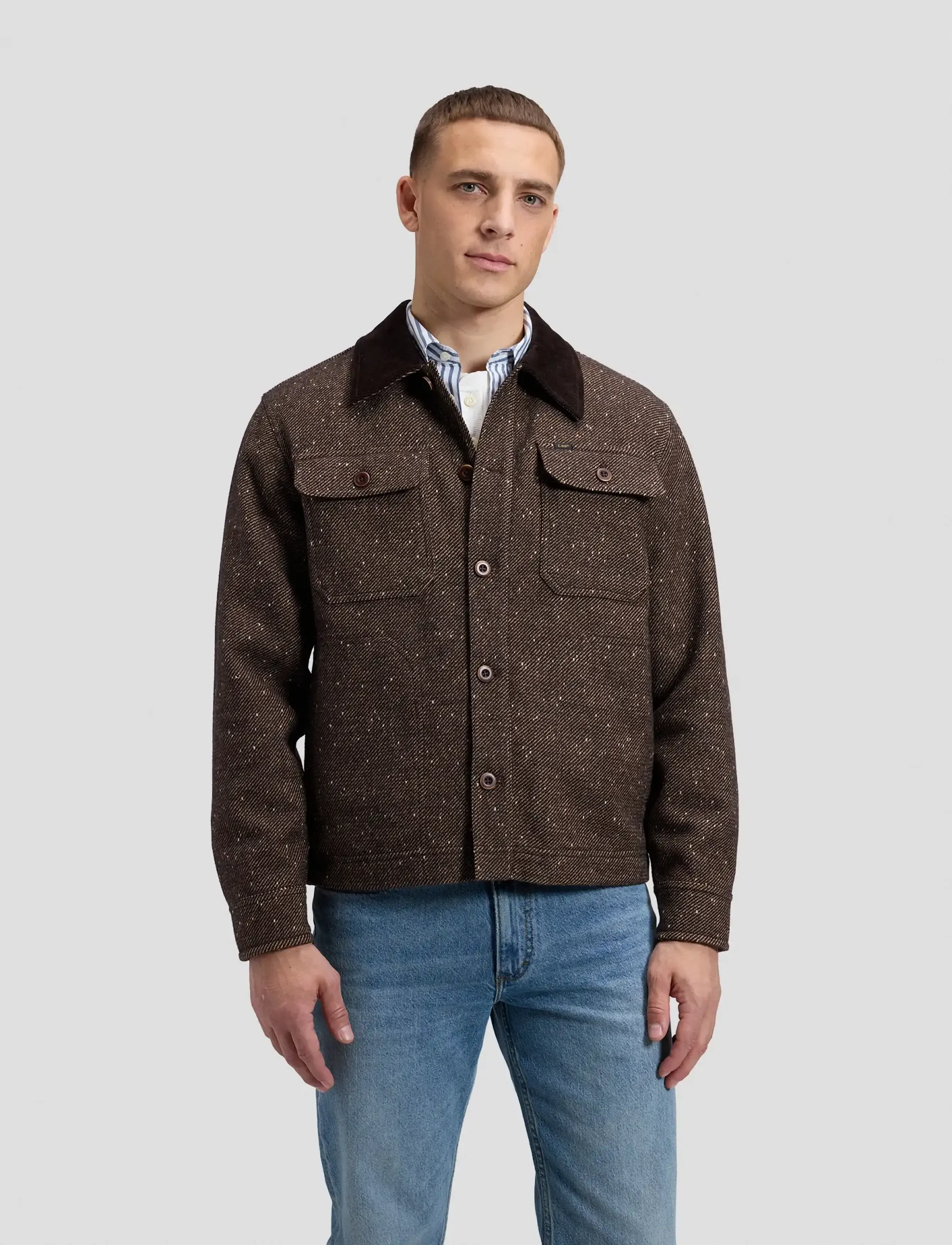 Lee Jeans CORD COLLAR MIX OVERSHIRT - Jakker - CHOCOLATE TORTE / brown