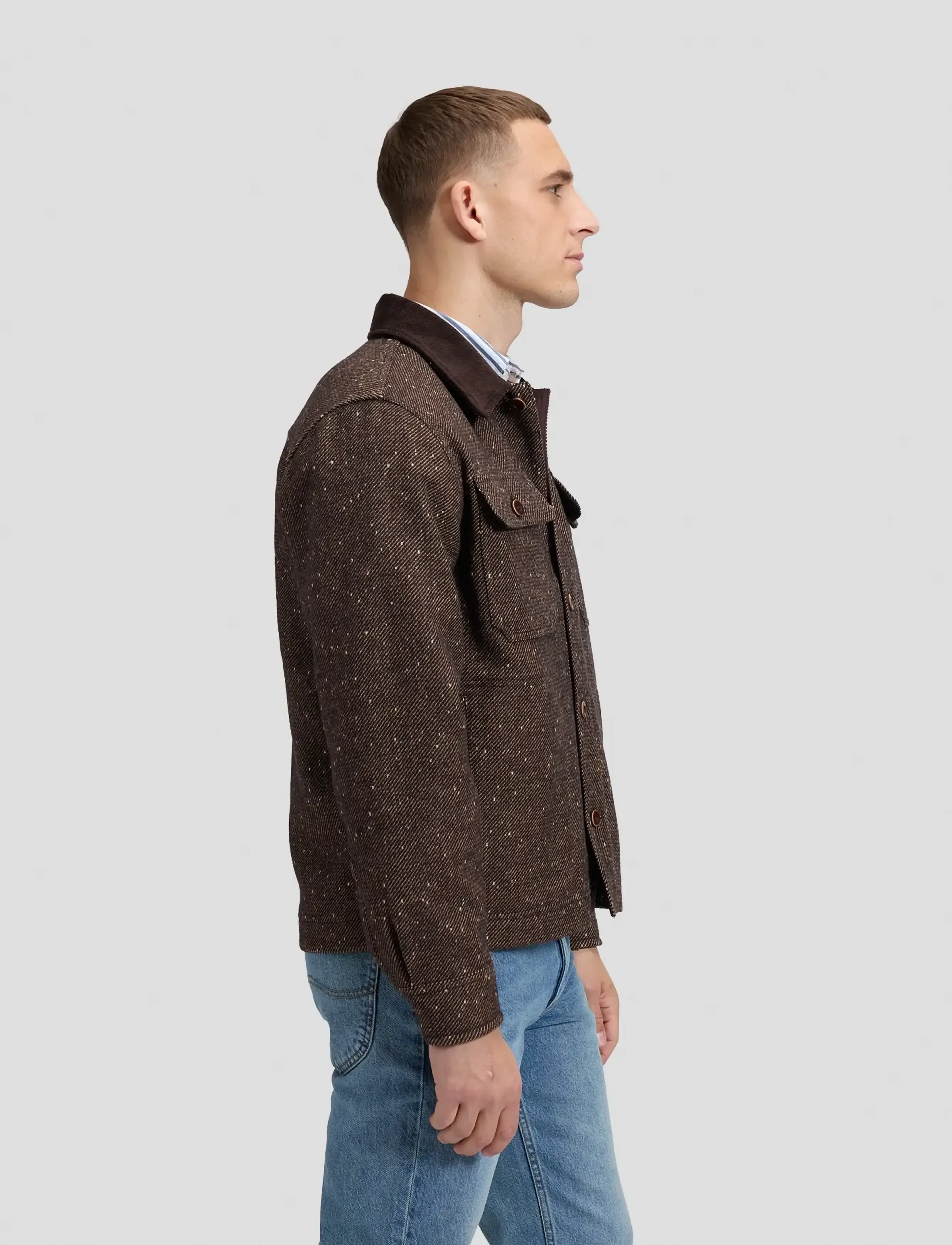 Lee Jeans - CORD COLLAR MIX OVERSHIRT - jakker - chocolate torte - 4