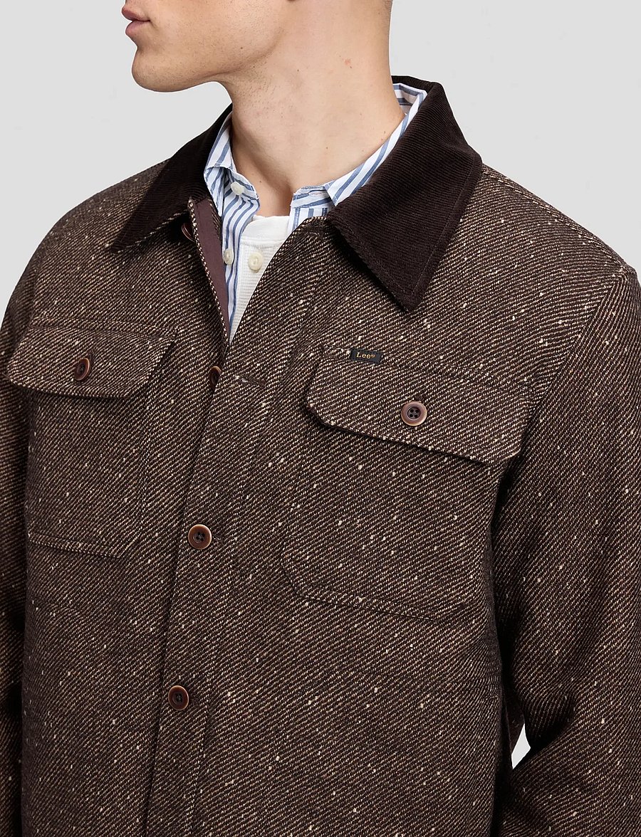 Lee Jeans - CORD COLLAR MIX OVERSHIRT - jakker - chocolate torte - 5
