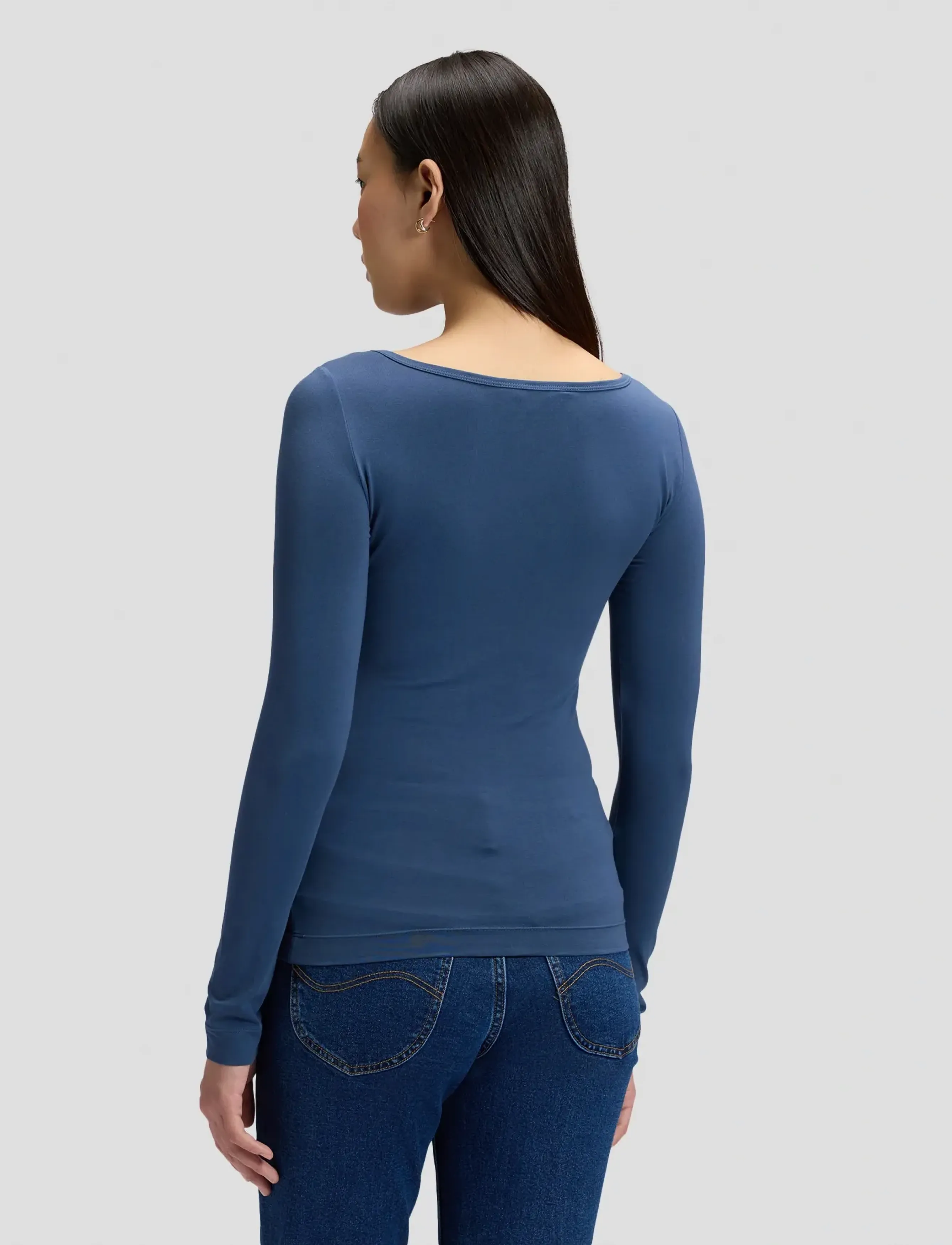 Lee Jeans - LS BOAT NECK TEE - efterårstøj - academy blue - 2