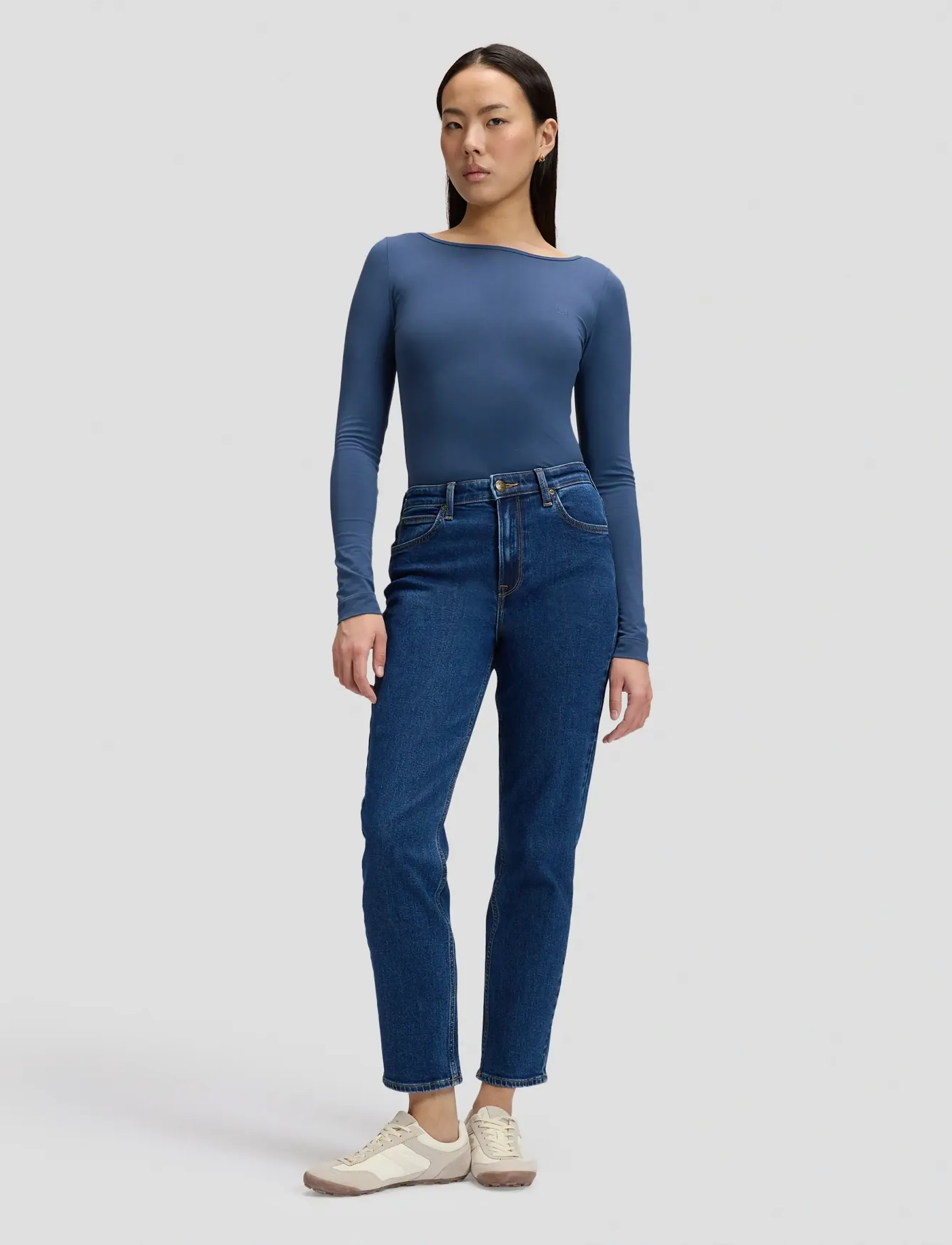 Lee Jeans - LS BOAT NECK TEE - efterårstøj - academy blue - 3
